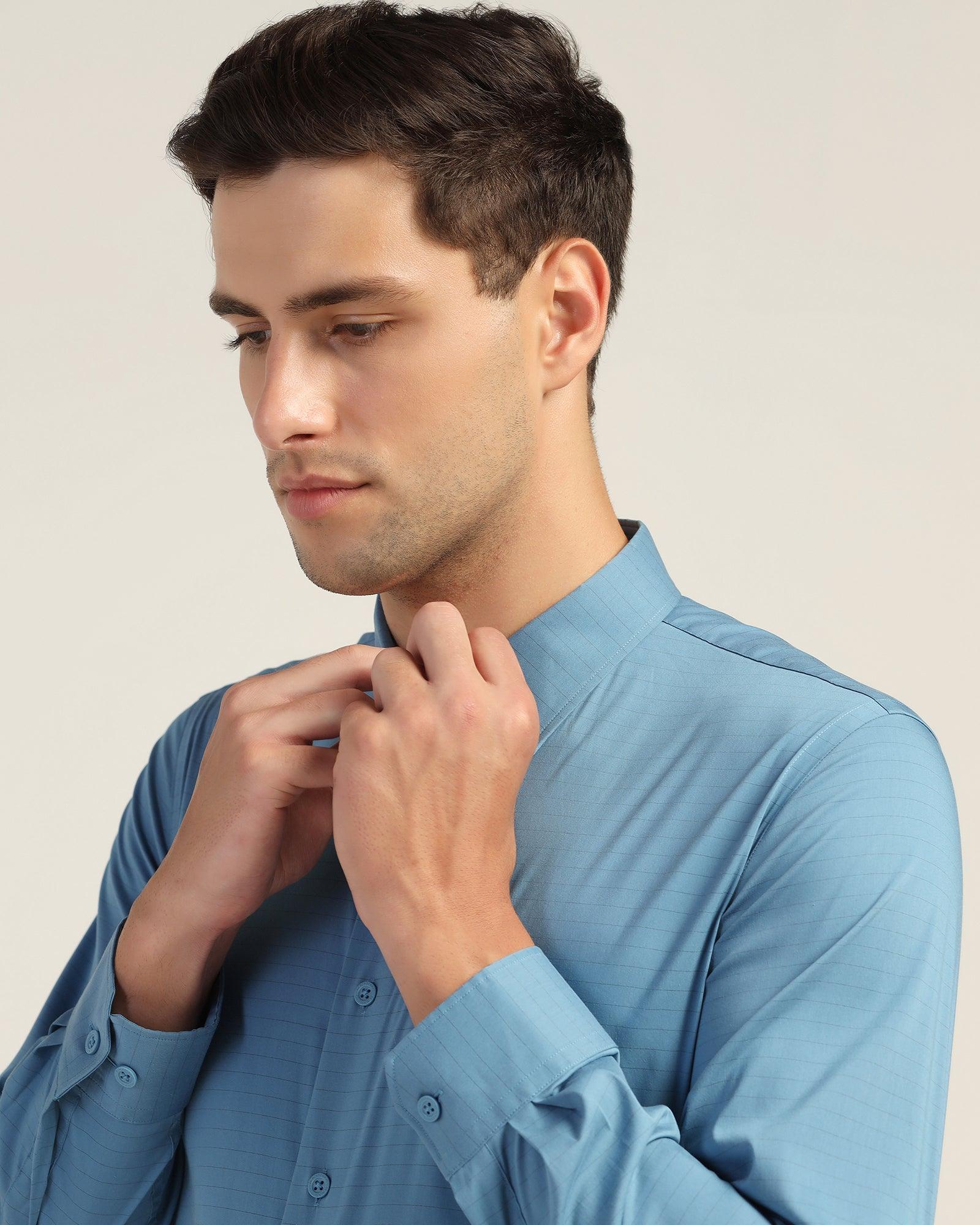TechPro Formal Blue Solid Shirt - Theory - Image 4