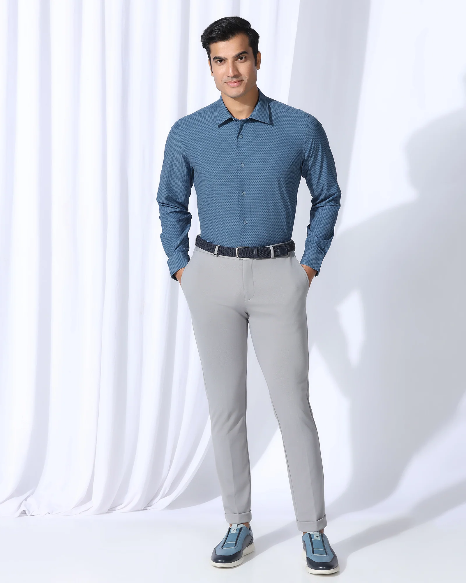 TechPro Formal Blue Printed Shirt - Ivan - Image 3
