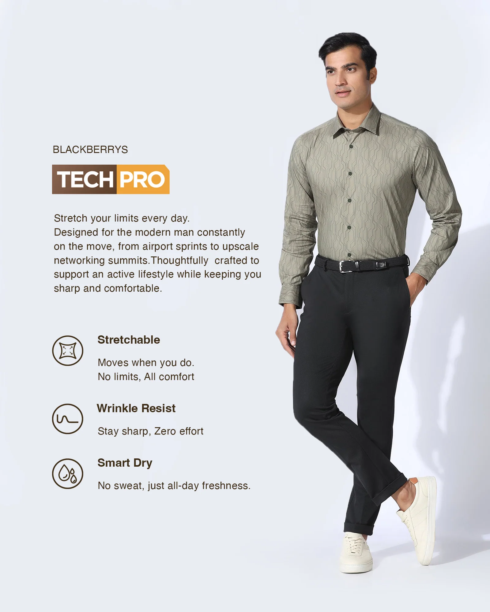 TechPro Formal Green Printed Shirt - Blade - Image 3
