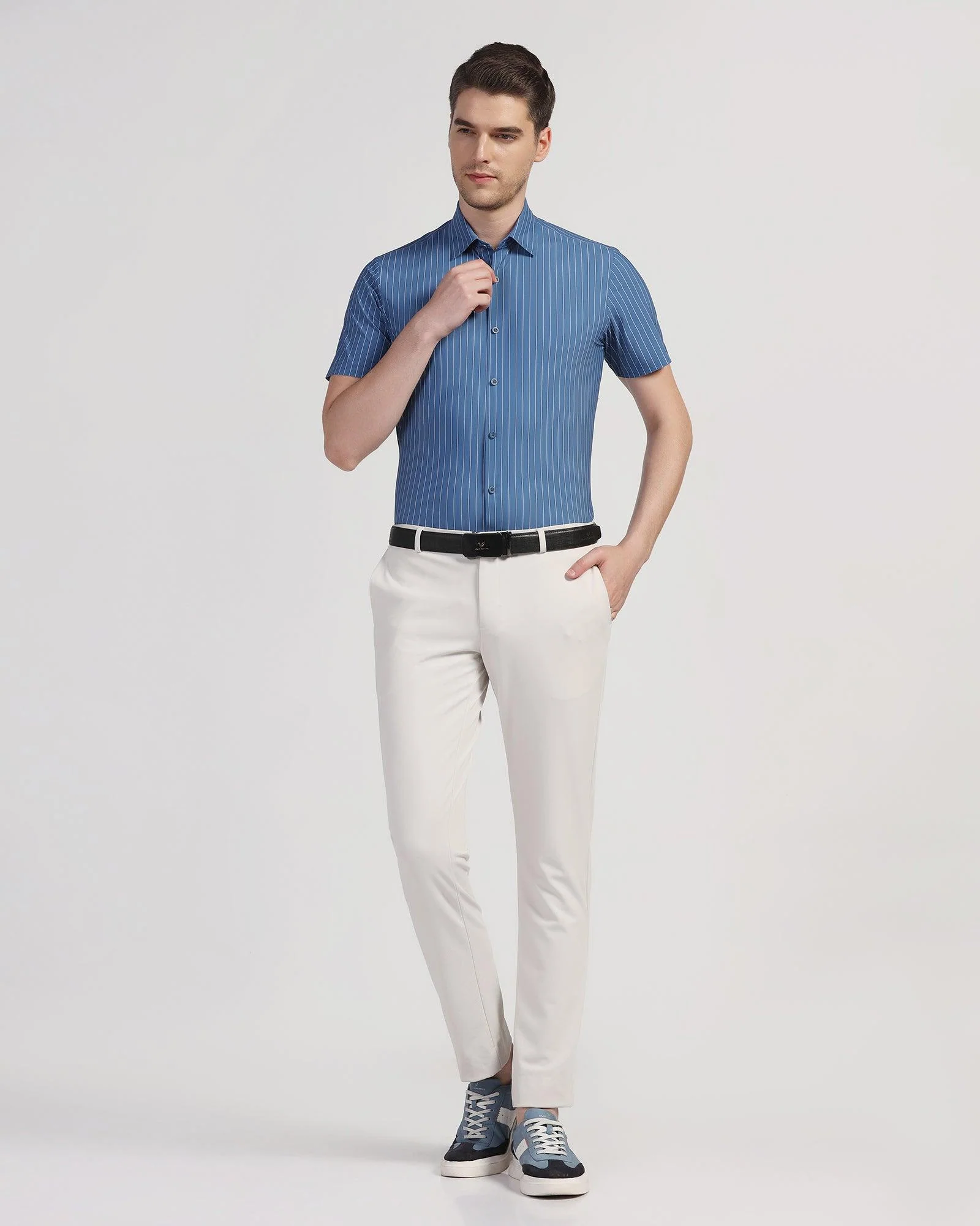 TechPro Formal Half Sleeve Navy Stripe Shirt - Dickins - Image 3