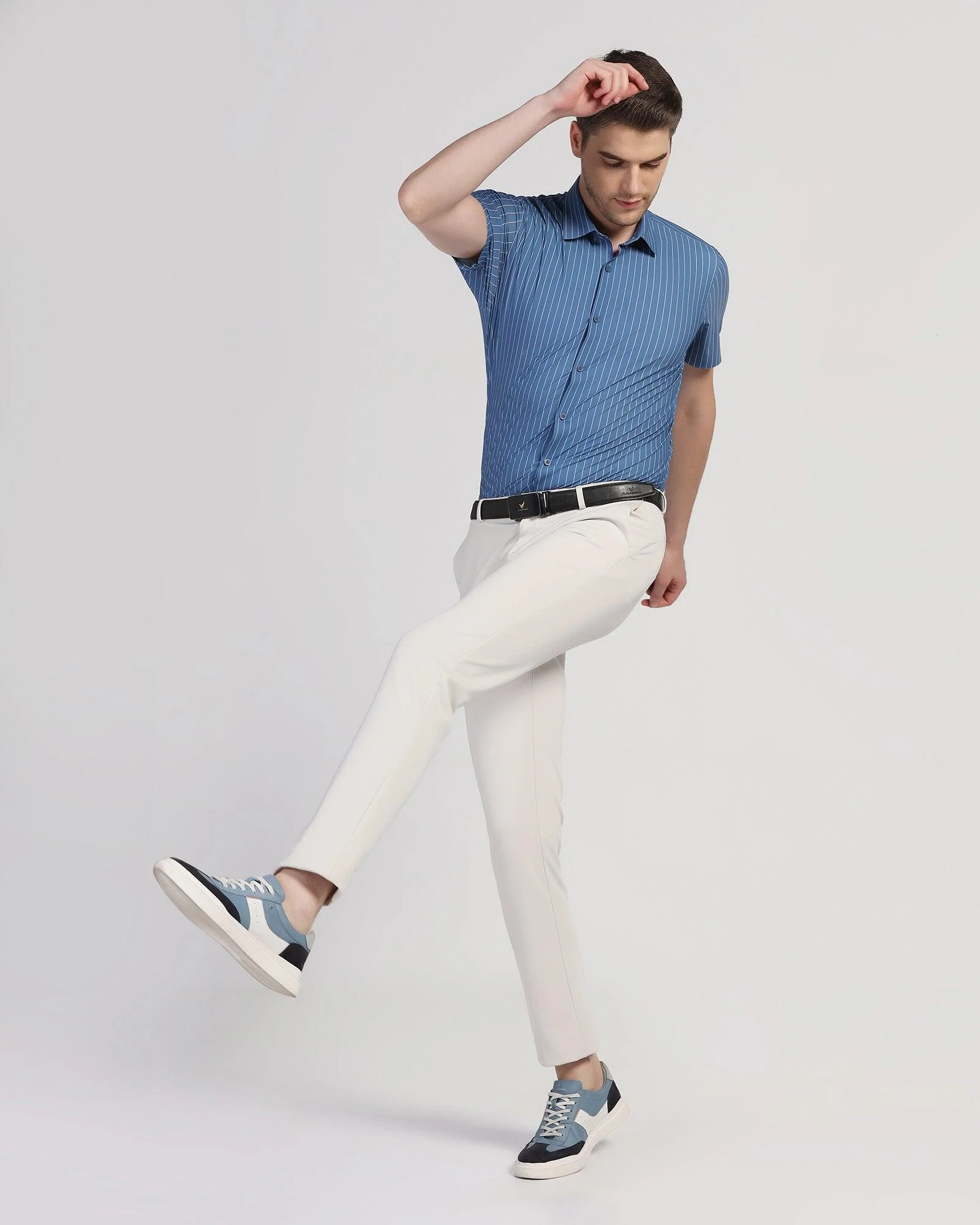 TechPro Formal Half Sleeve Navy Stripe Shirt - Dickins - Image 6