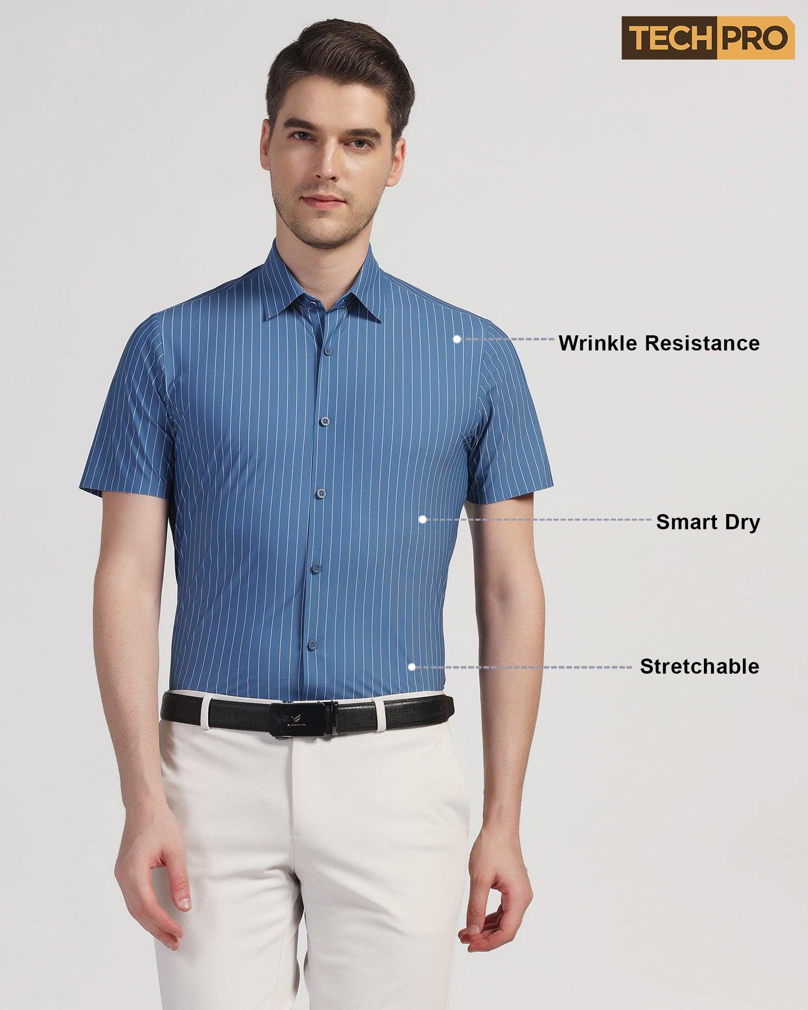 TechPro Formal Half Sleeve Navy Stripe Shirt - Dickins - Image 7