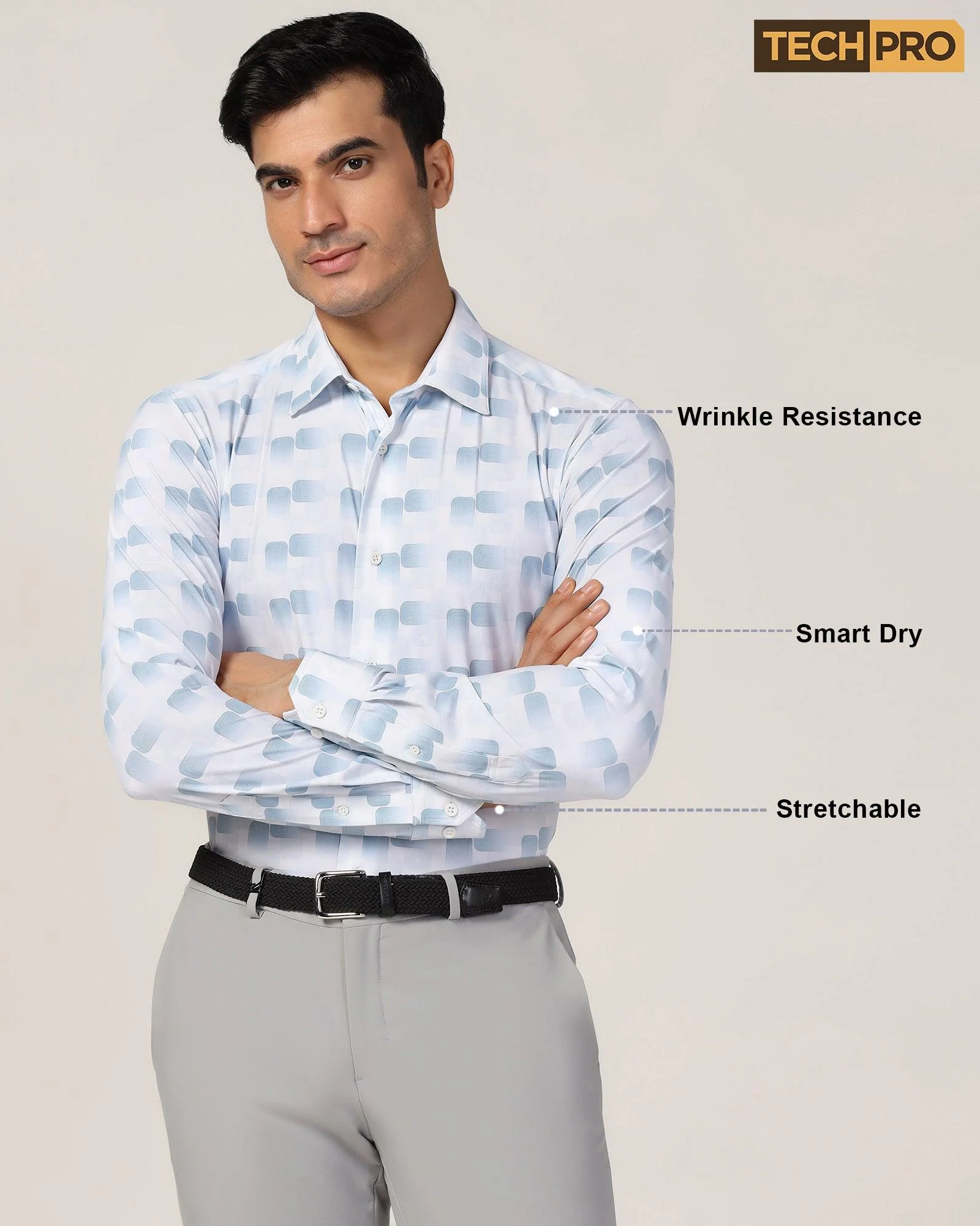 TechPro Formal White Printed Shirt - Tidal - Image 8