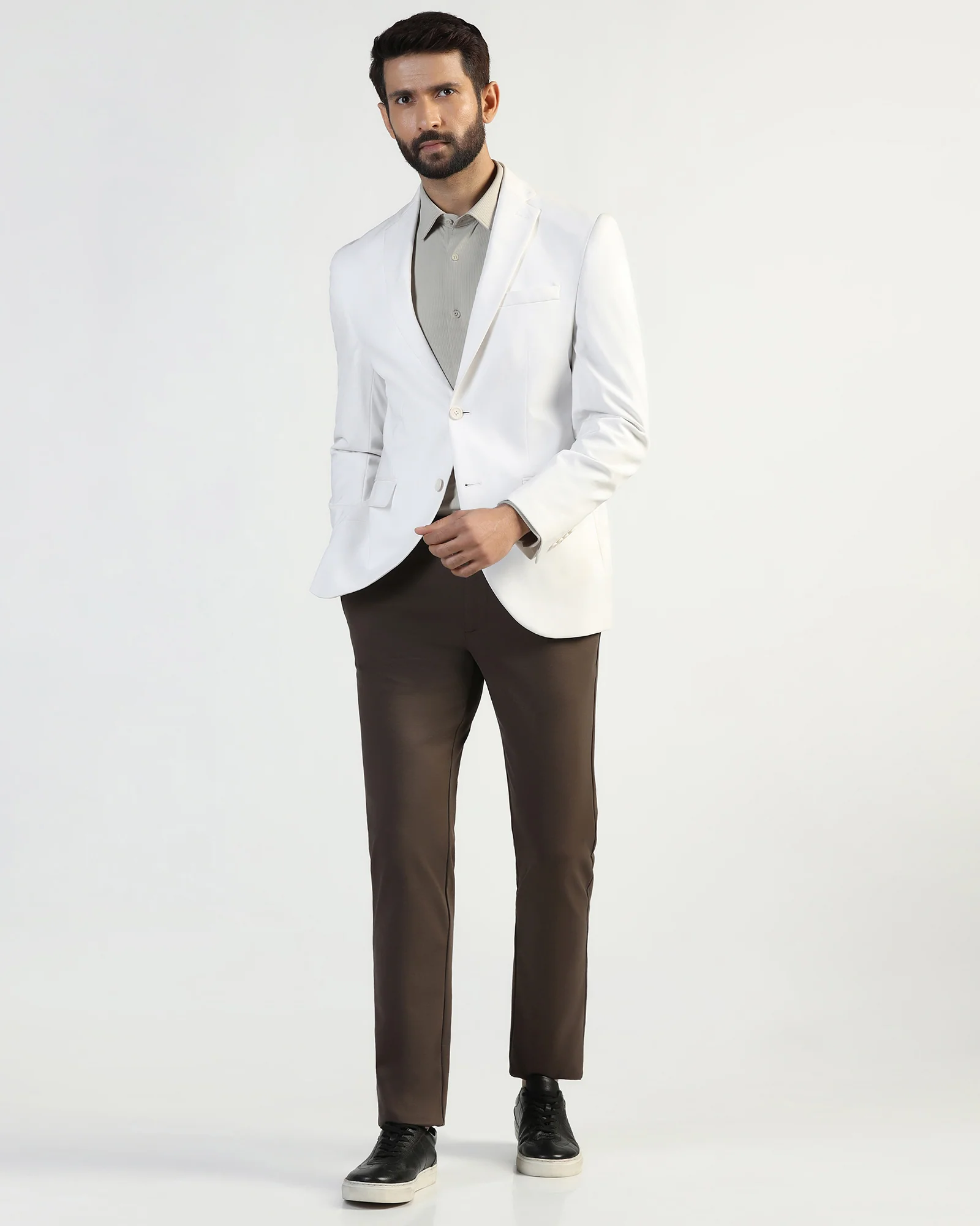 TechPro Formal White Solid Blazer - Explore - Image 3