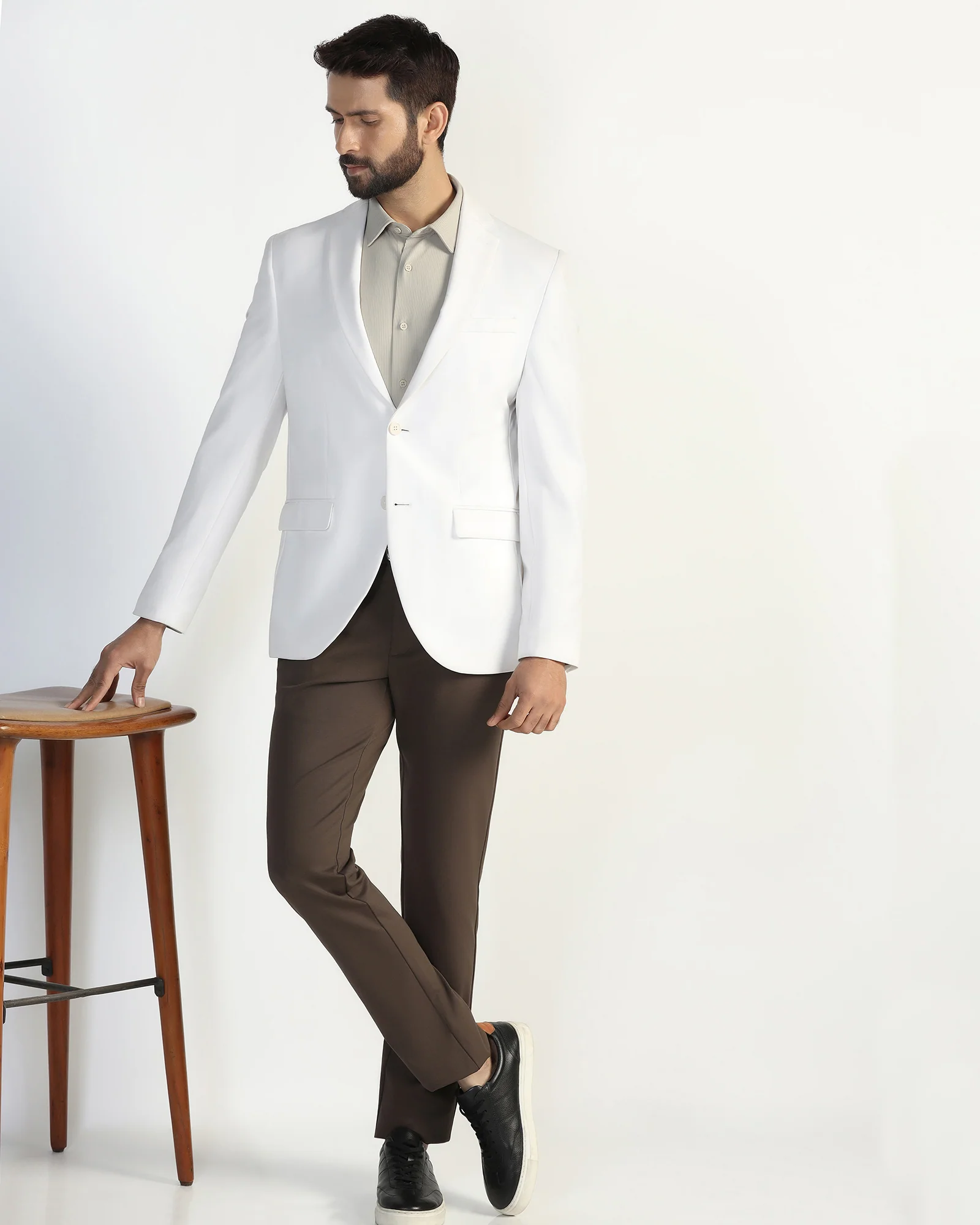 TechPro Formal White Solid Blazer - Explore - Image 6