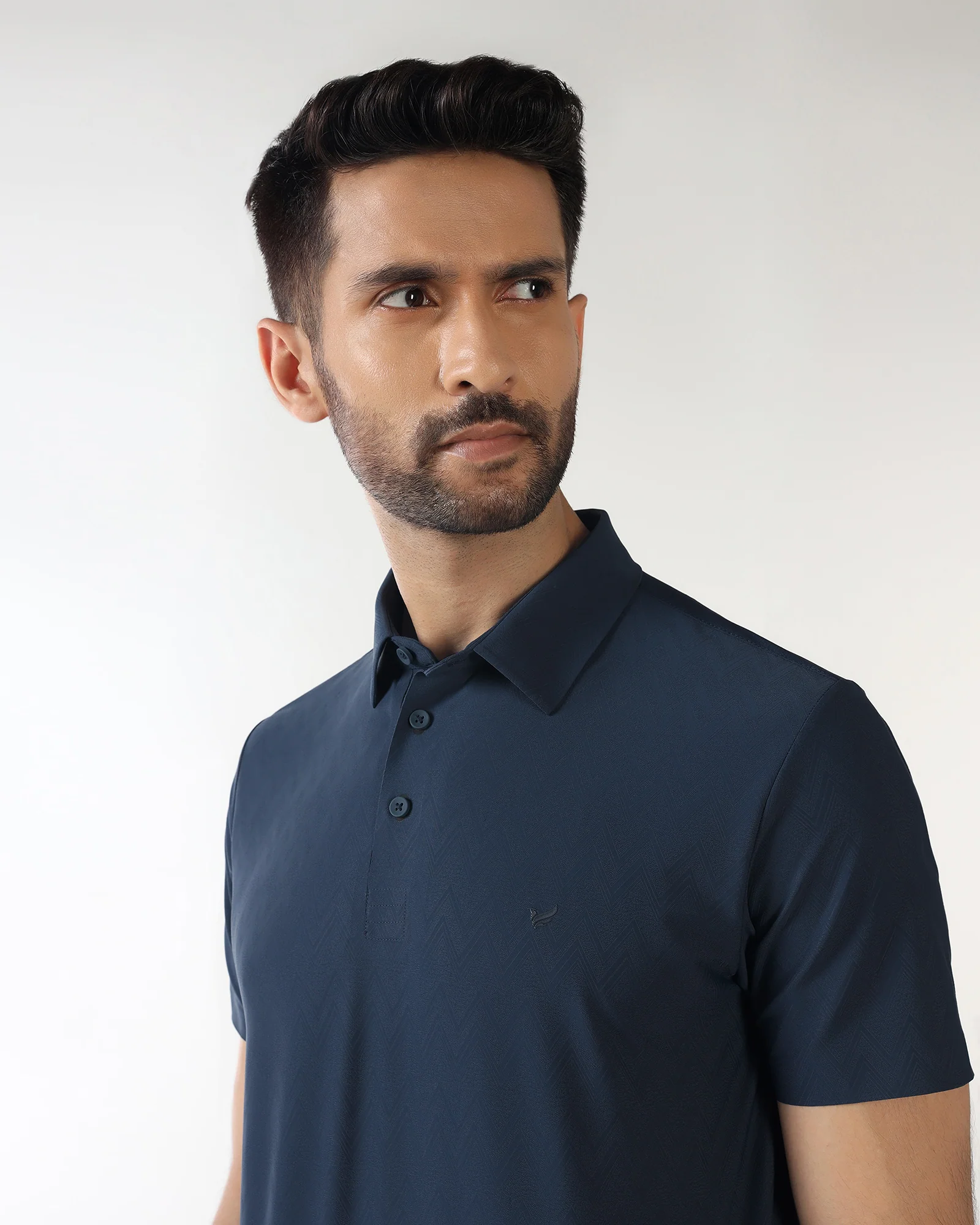 TechPro Polo Blue Textured T-Shirt - Molar - Image 4