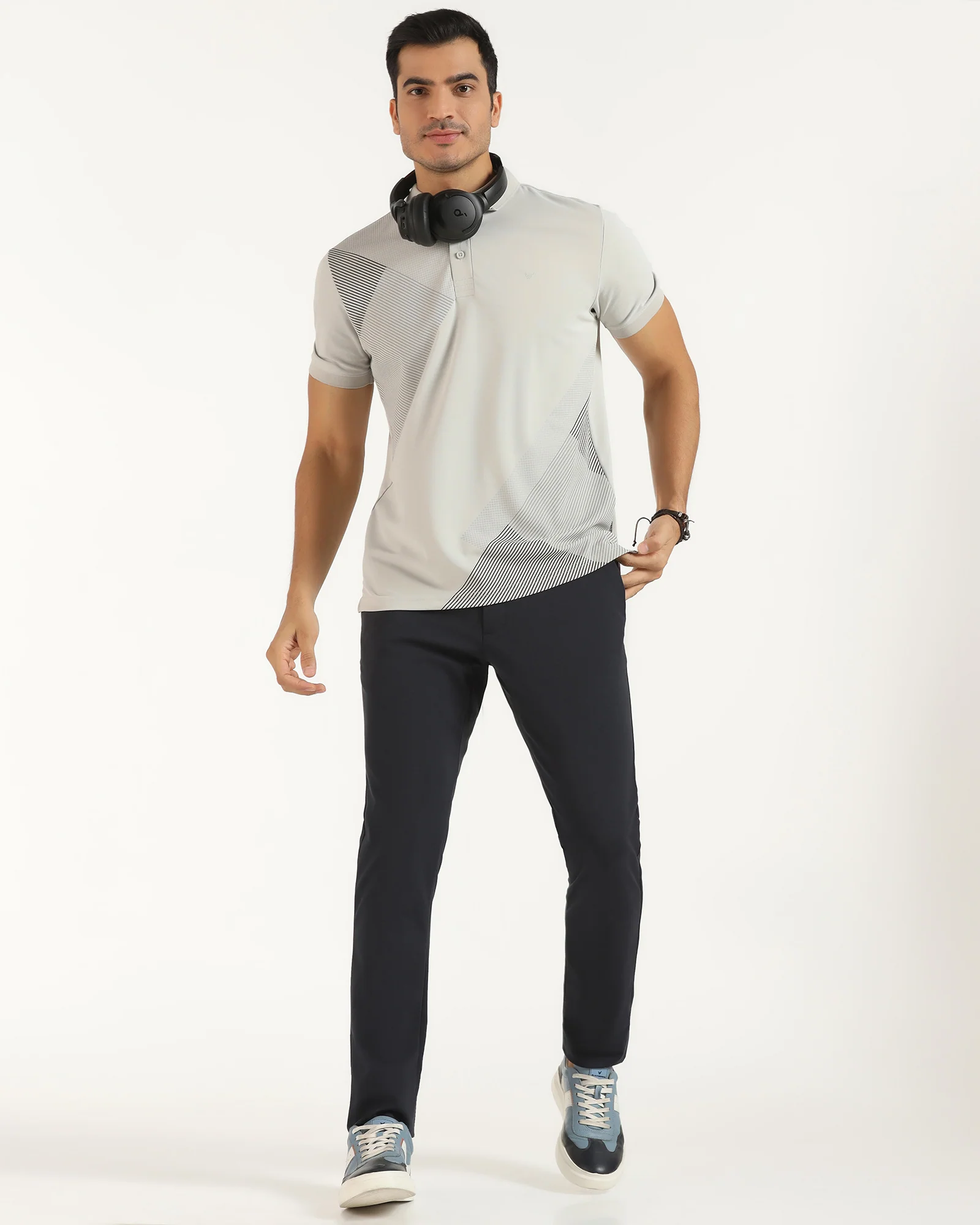 TechPro Polo Grey Printed T-Shirt - Walk - Image 7