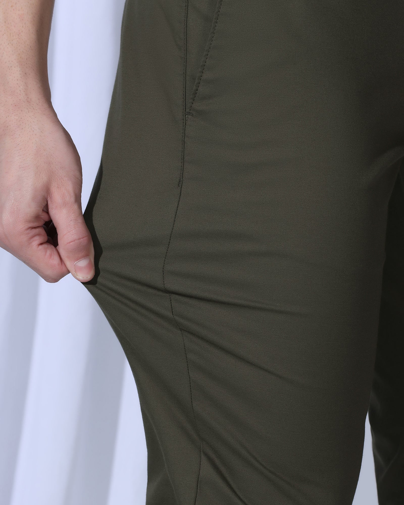 TechPro Slim Comfort B-95 Casual Dark Olive Solid Khakis - Androit - Image 8