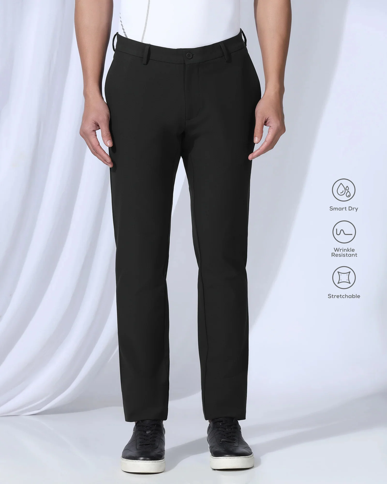 TechPro Slim Fit B-91 Casual Black Solid Khakis - Gary - Image 3