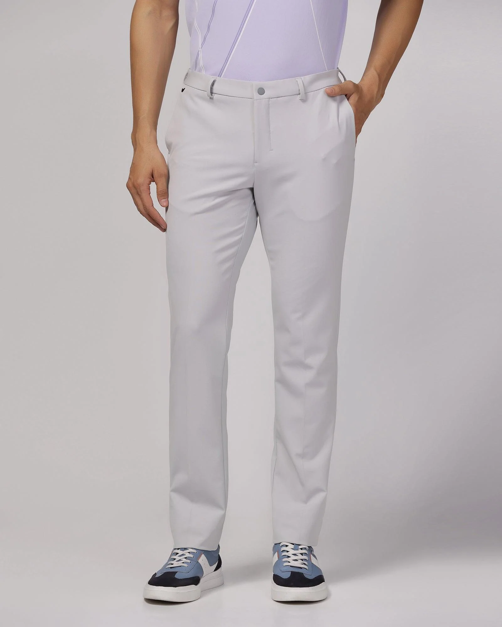 TechPro Slim Fit B-91 Formal Light Grey Solid Trouser - Blackbird - Image 3