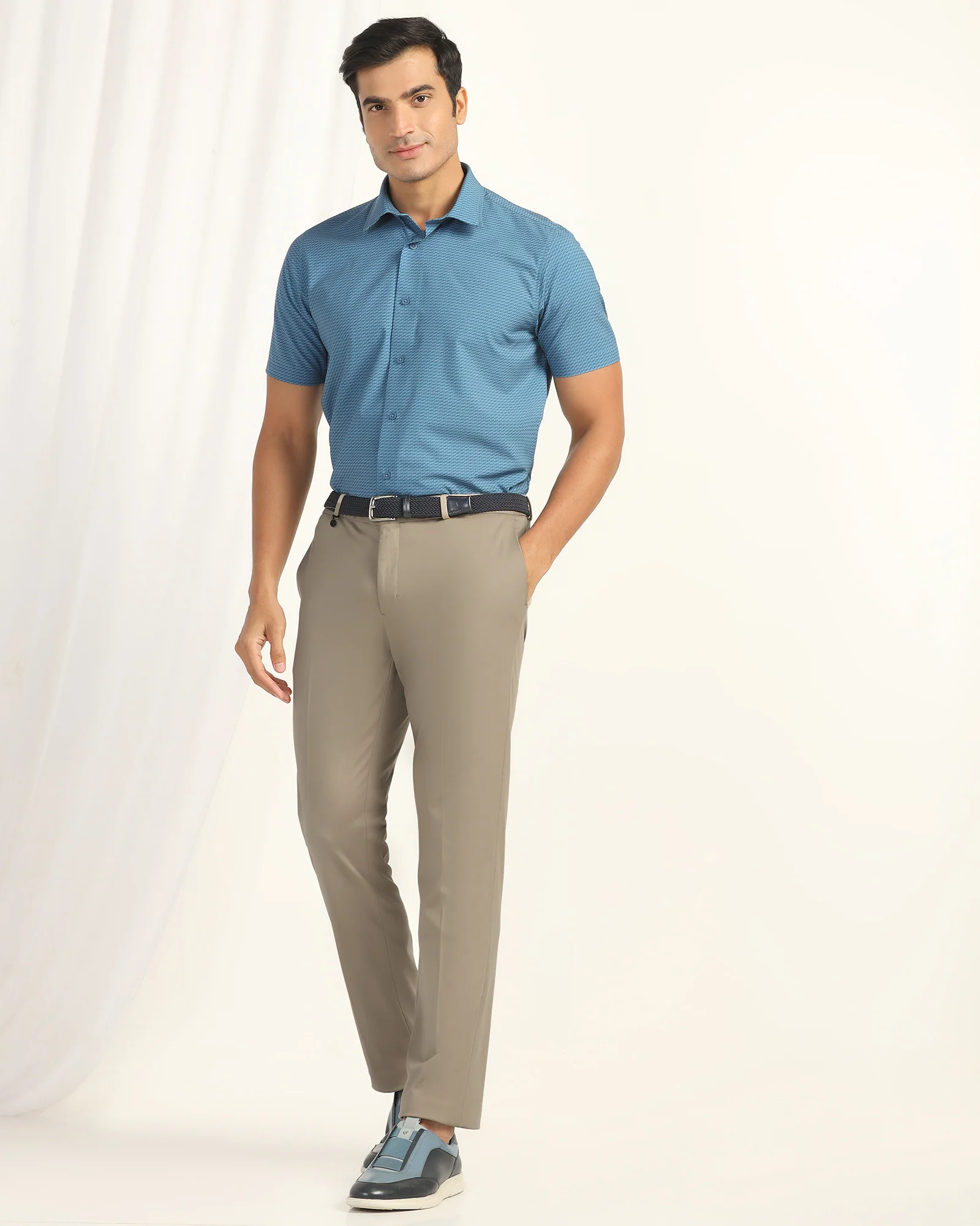 TechPro Slim Fit B-91 Formal Mouse Solid Trouser - Explorer - Image 7