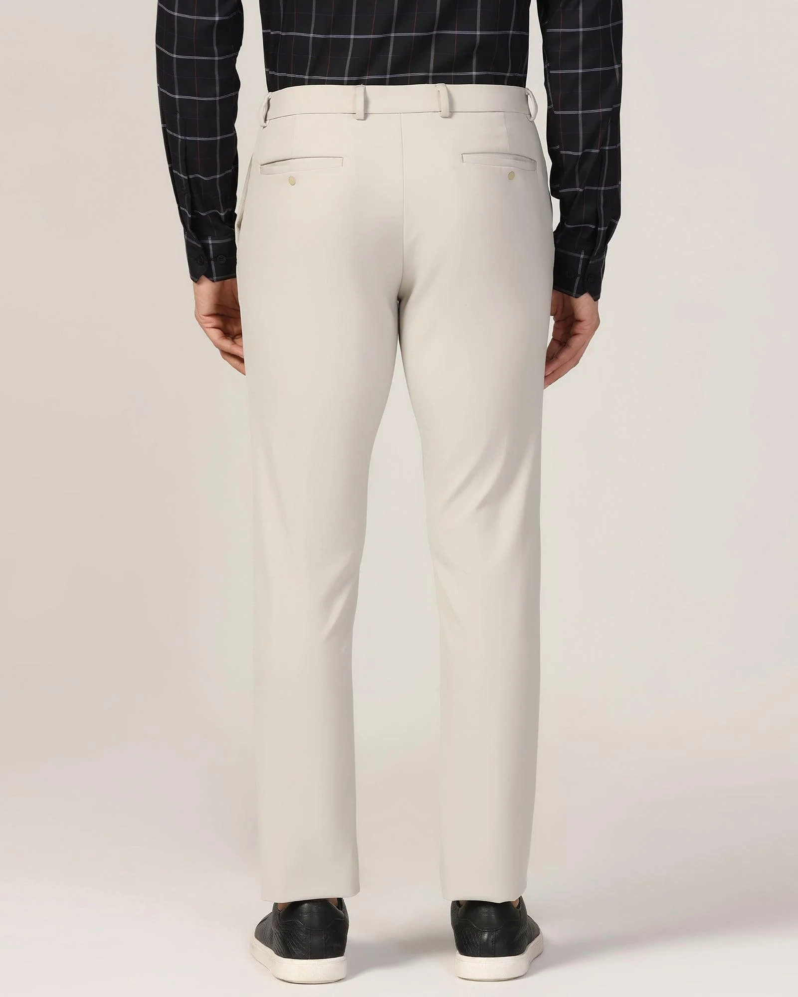 TechPro Slim Fit B-91 Formal Off White Solid Trouser - Ashley - Image 2