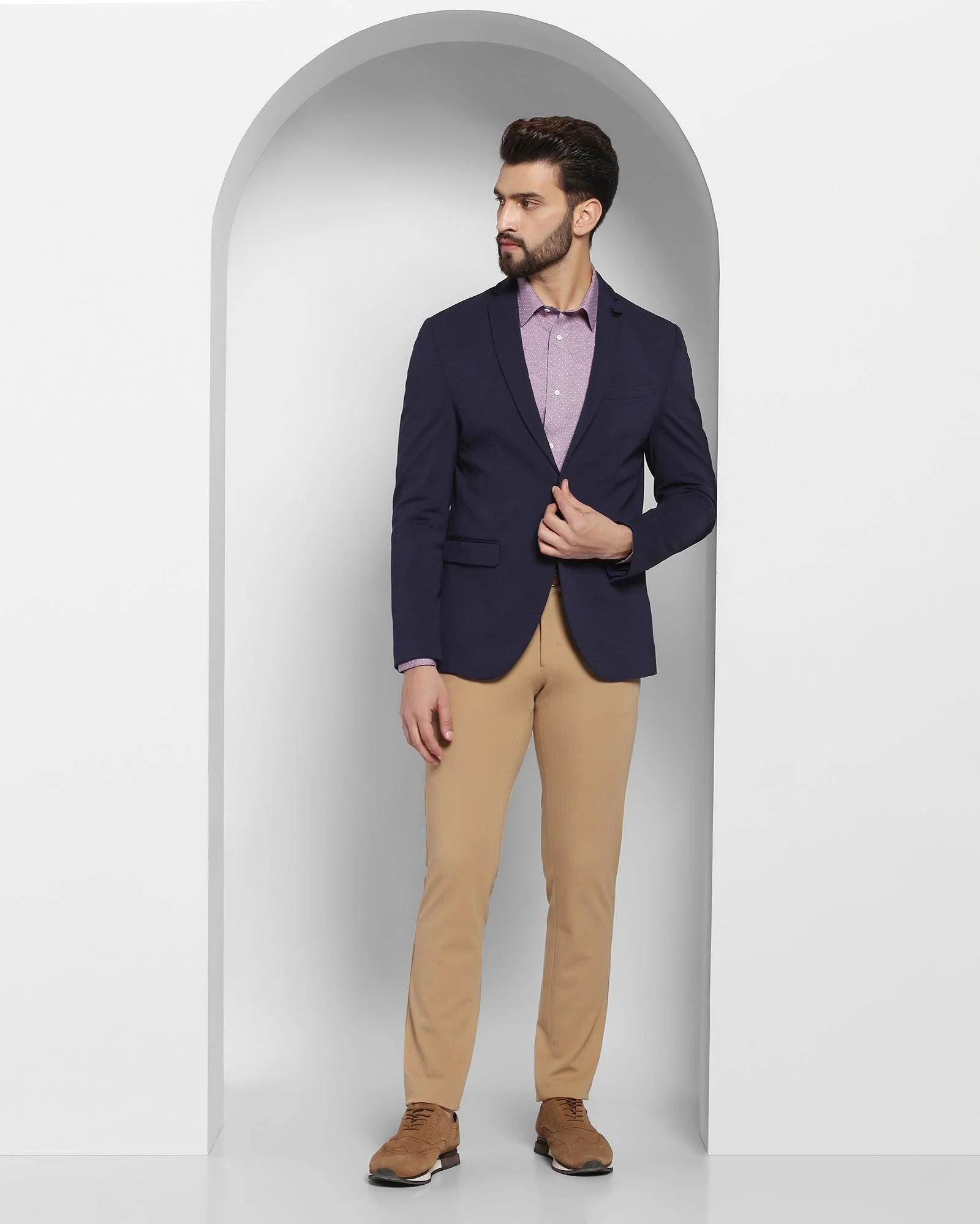 TechPro Formal Navy Striped Blazer - Tanner - Image 3