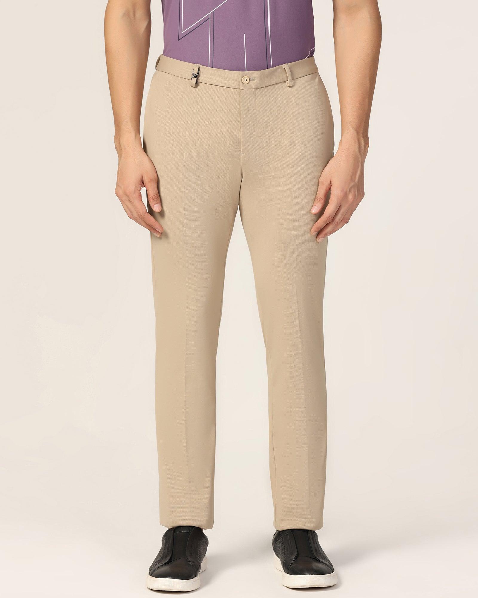TechPro Super Slim Phoenix Formal Beige Textured Trouser - Meteor - Image 3