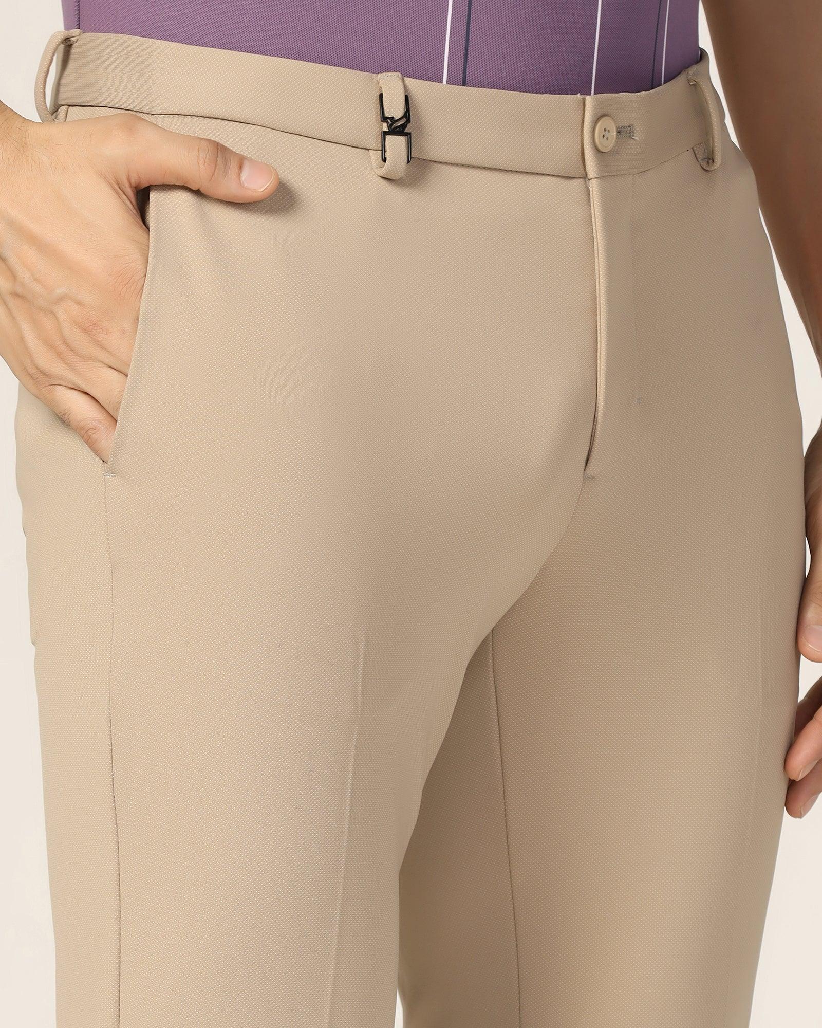 TechPro Super Slim Phoenix Formal Beige Textured Trouser - Meteor - Image 4