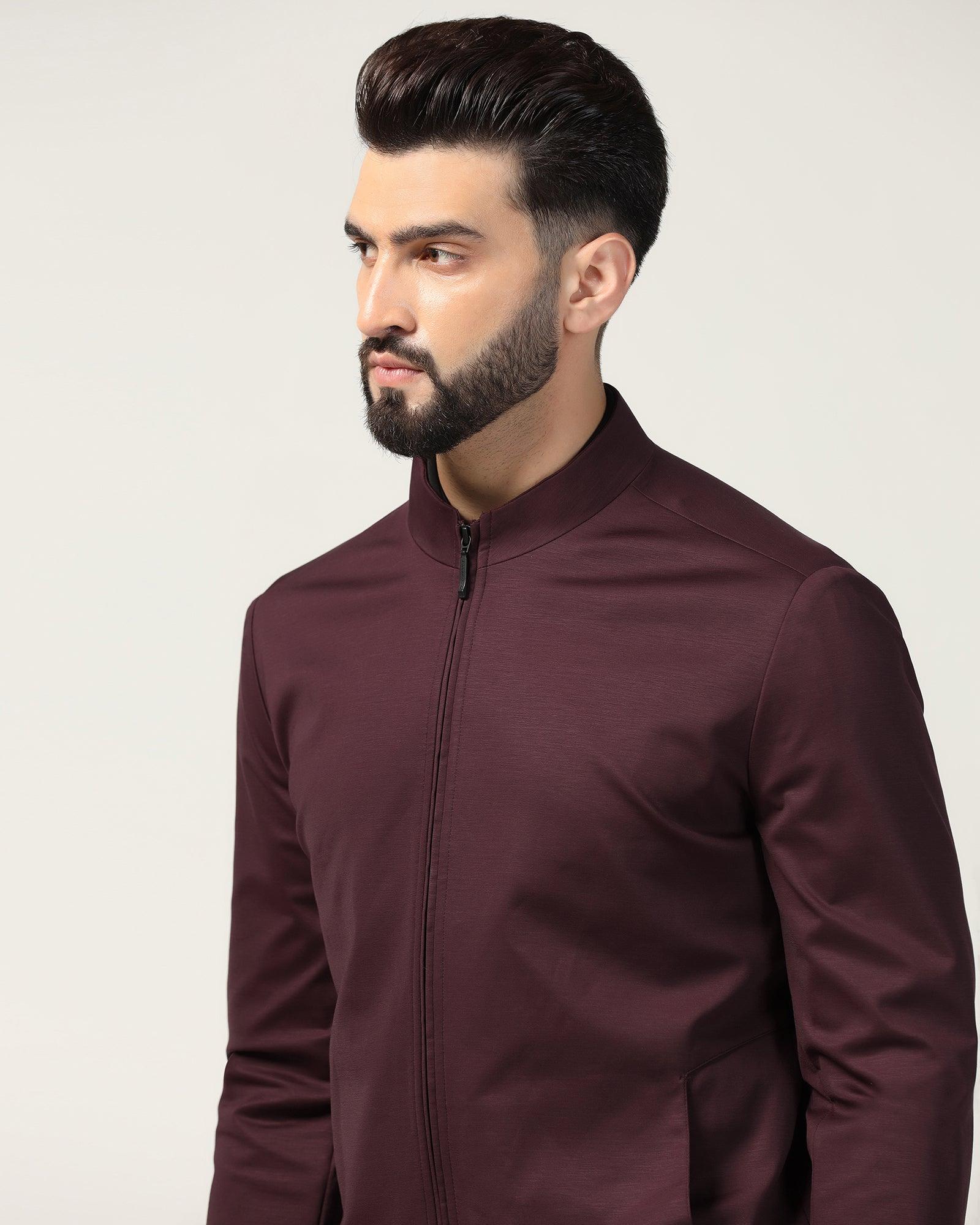 TechPro Wine Solid Zipper Jacket - Ioniq - Image 4