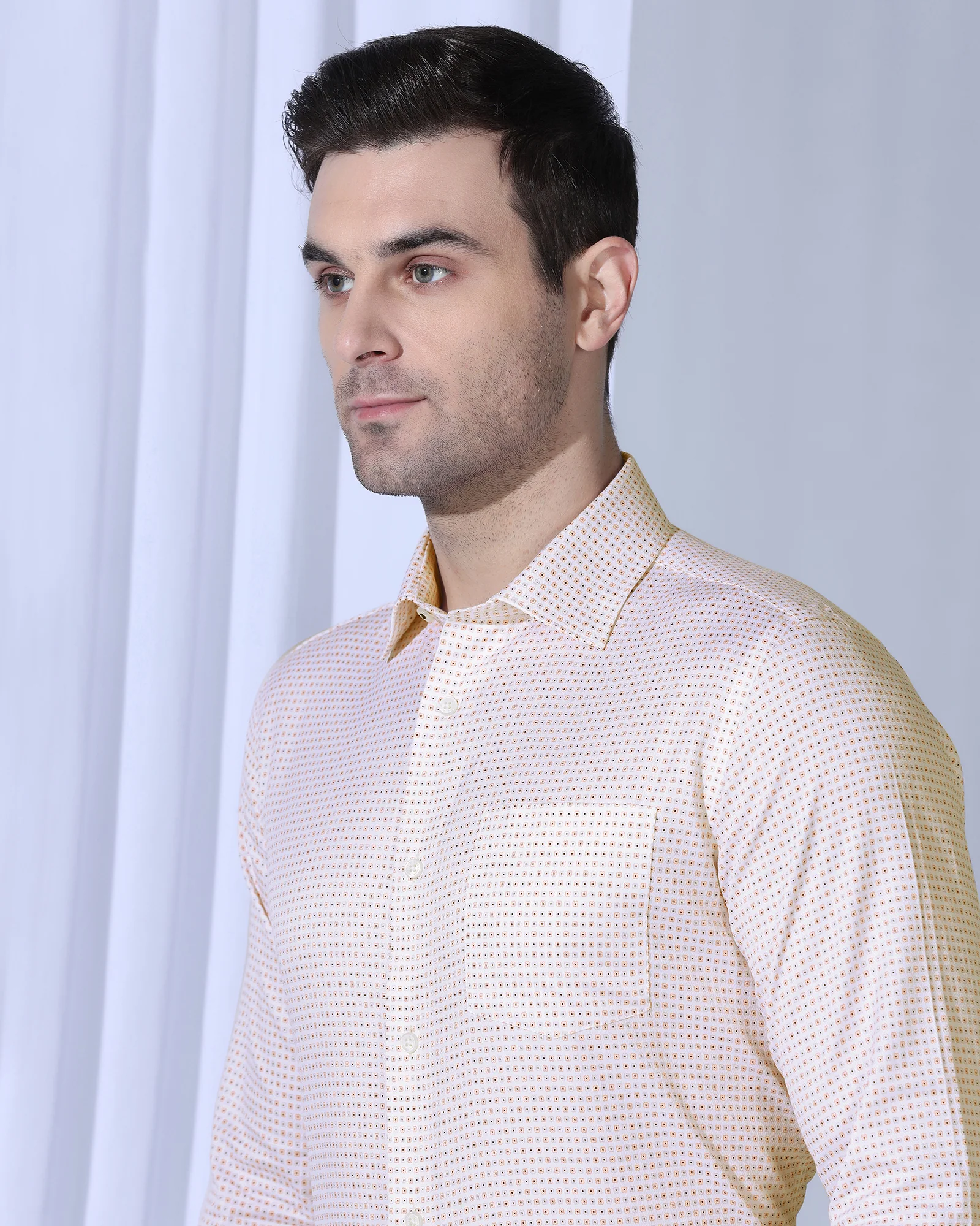 Temp Tech Formal White Printed Shirt - Vital - Image 4