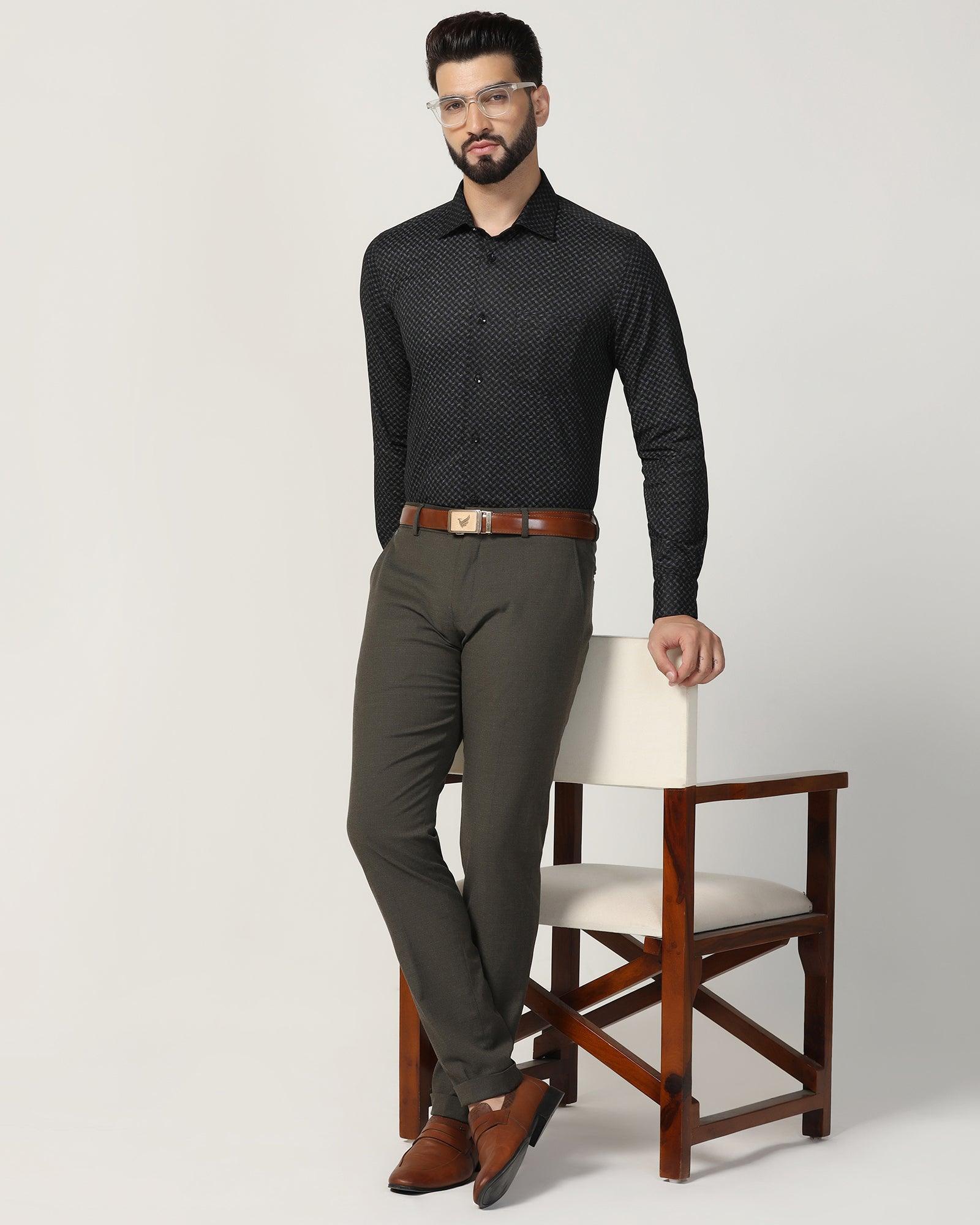 Temp Tech Formal Black Printed Shirt - Mateo - Image 7