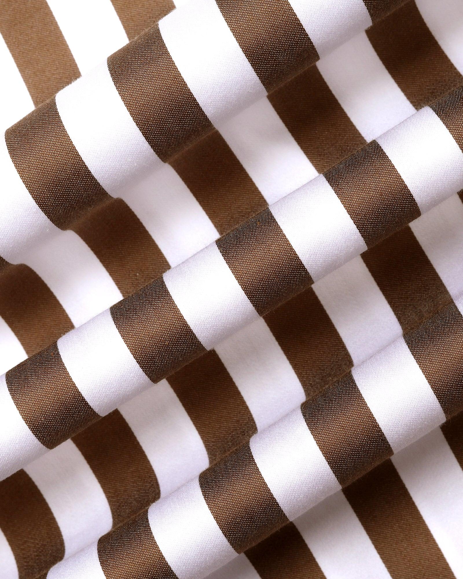 Temp Tech Formal Brown Stripe Shirt - Geneva - Image 6