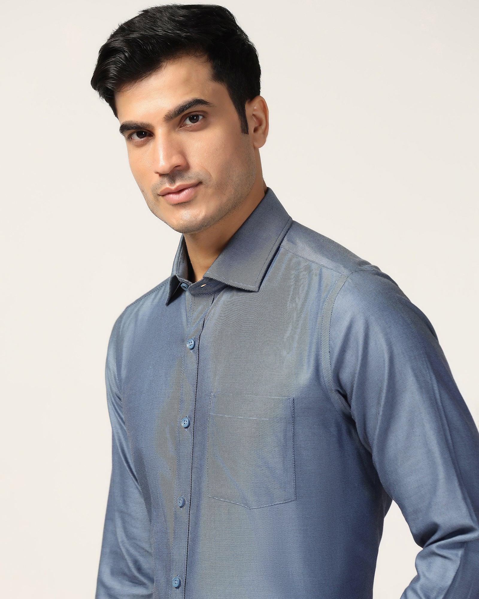Temp Tech Formal Mid Blue Solid Shirt - Antony - Image 4