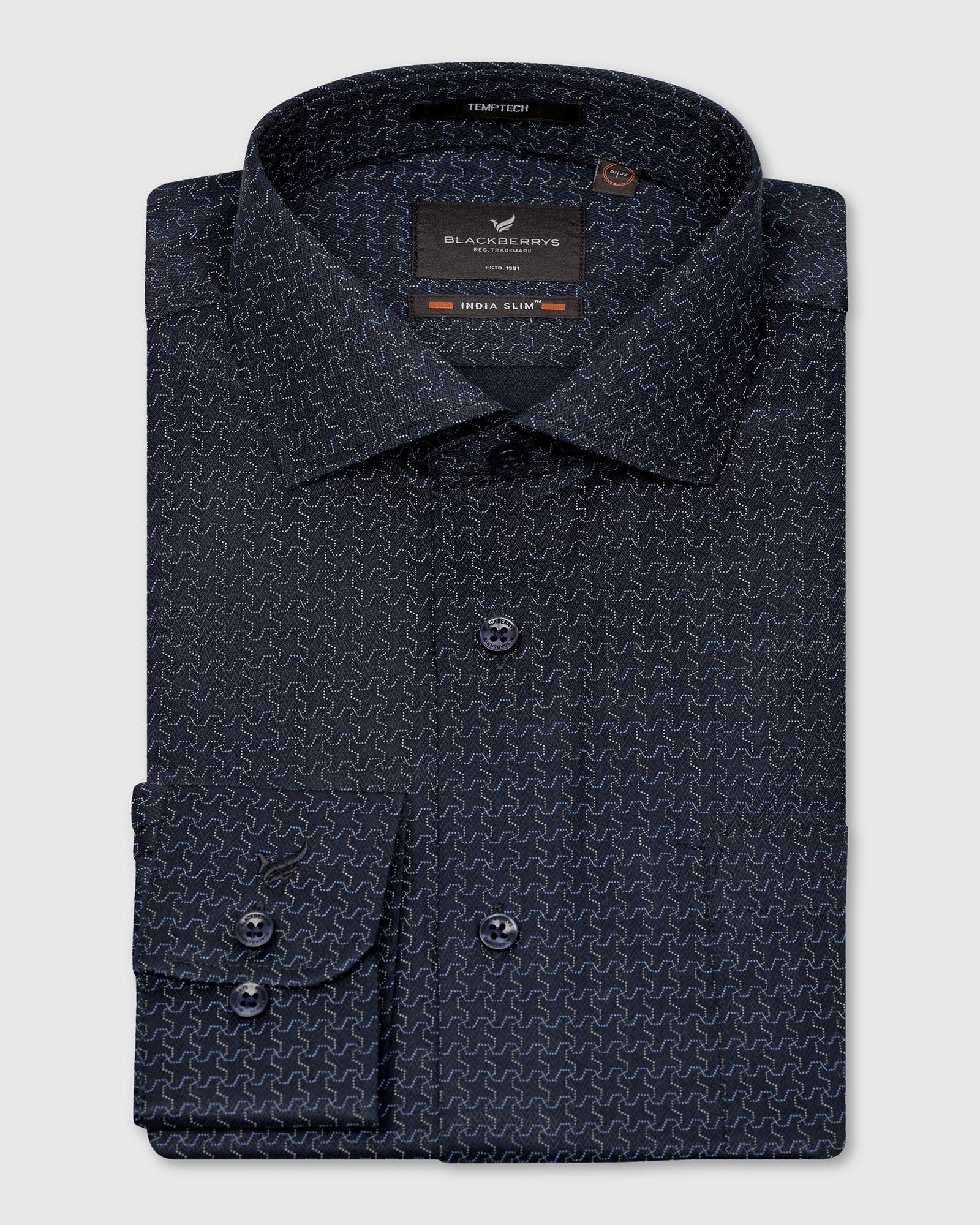 Temp Tech Formal Navy Printed Shirt - Rafael - Image 5