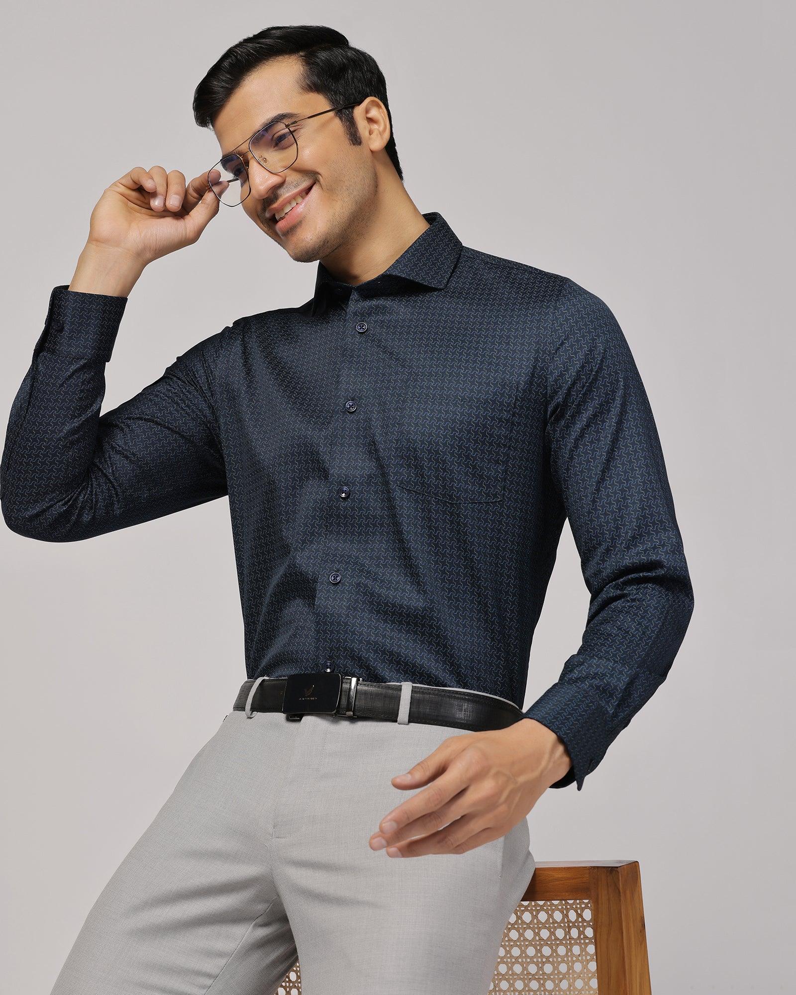 Temp Tech Formal Navy Printed Shirt - Rafael - Image 6