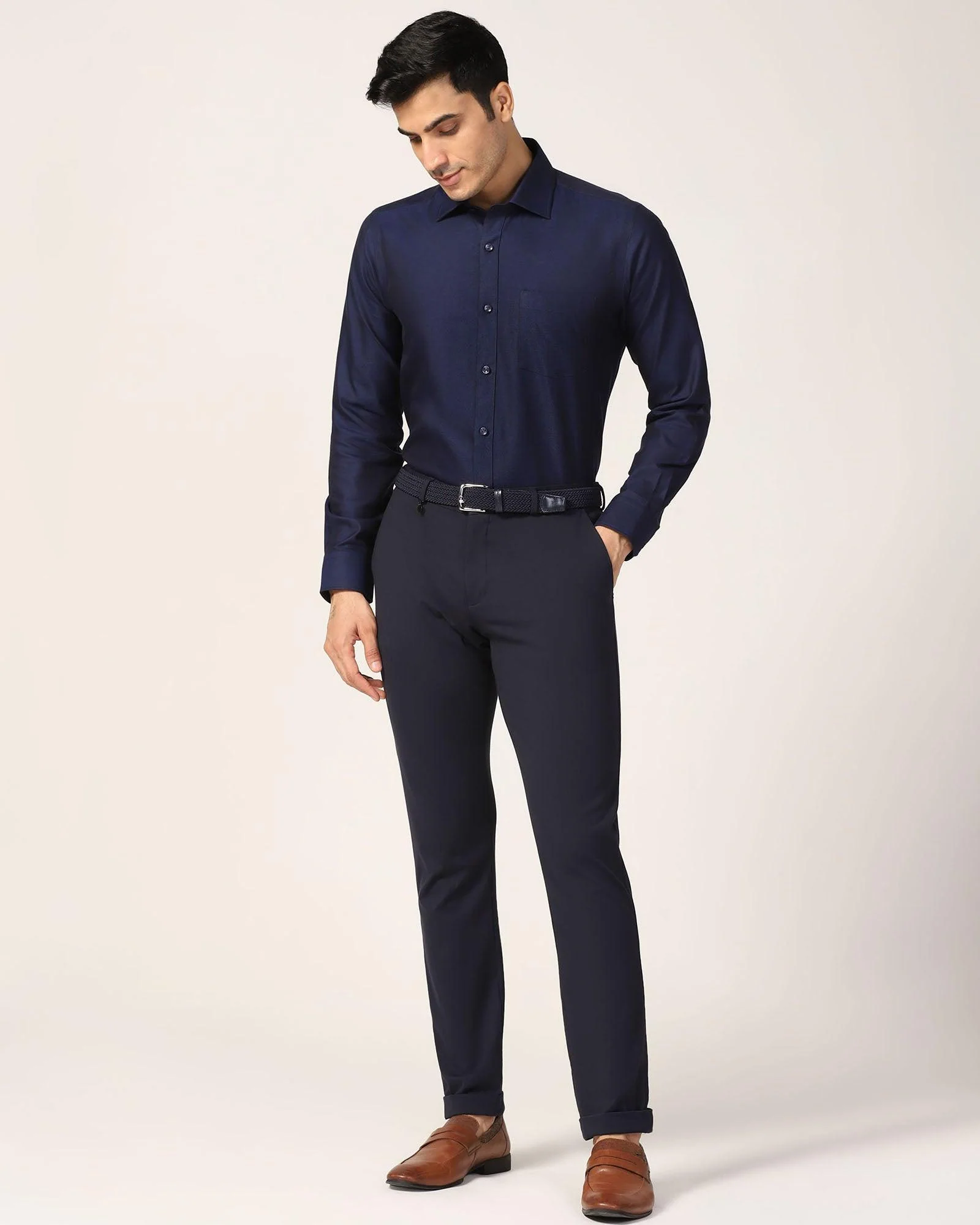 Temp Tech Formal Navy Solid Shirt - Antony - Image 3