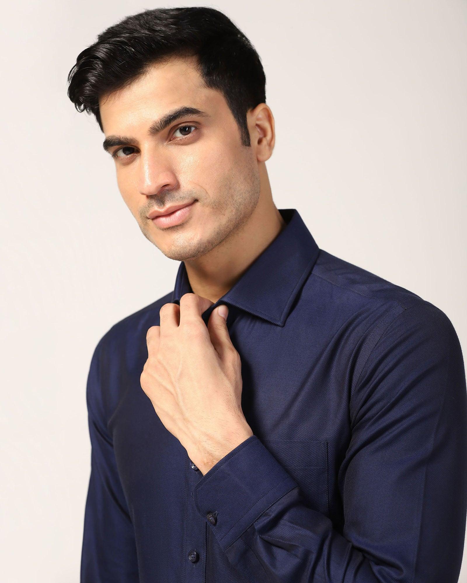 Temp Tech Formal Navy Solid Shirt - Antony - Image 4