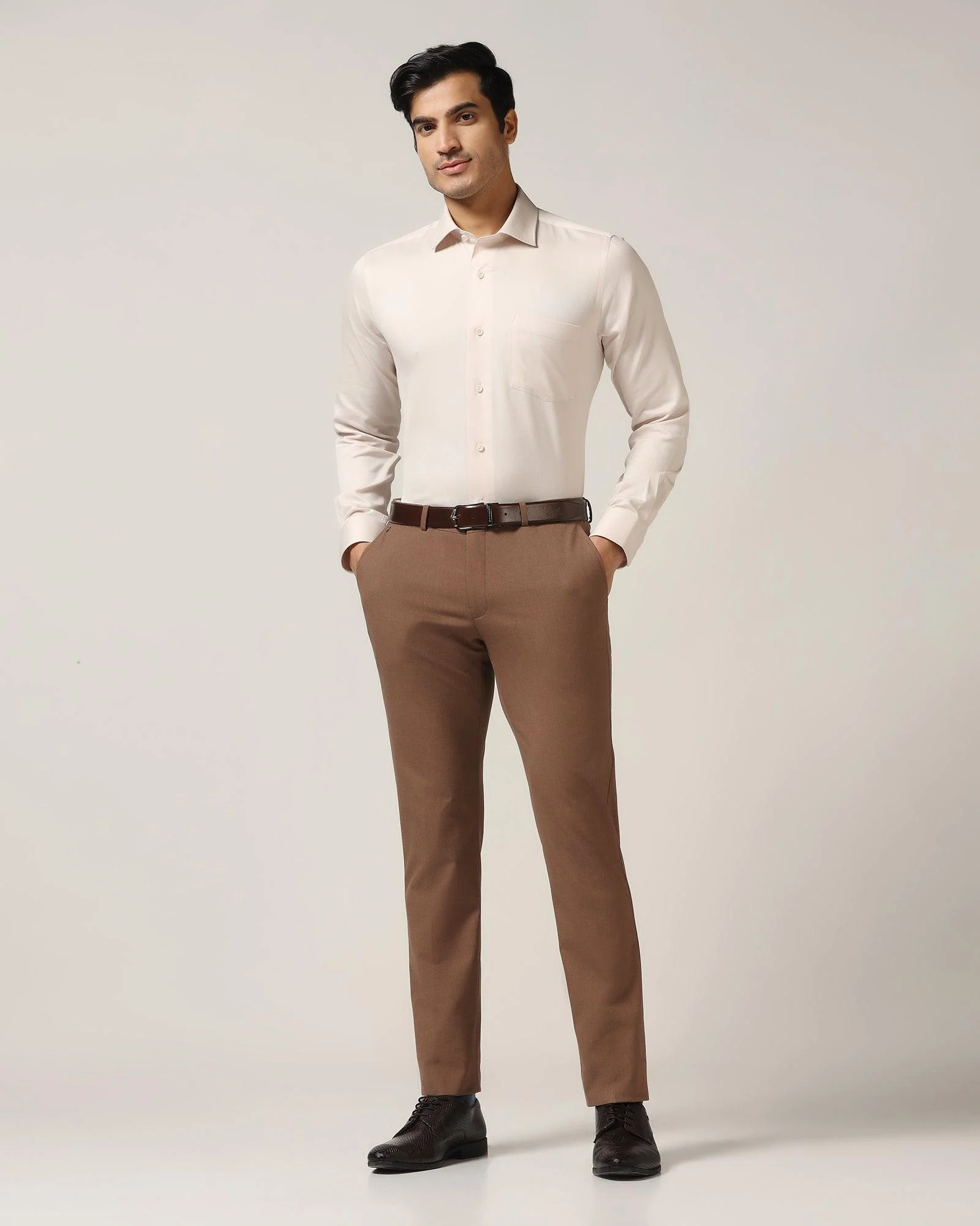 Temp Tech Formal Peach Textured Shirt - Shalom - Image 3