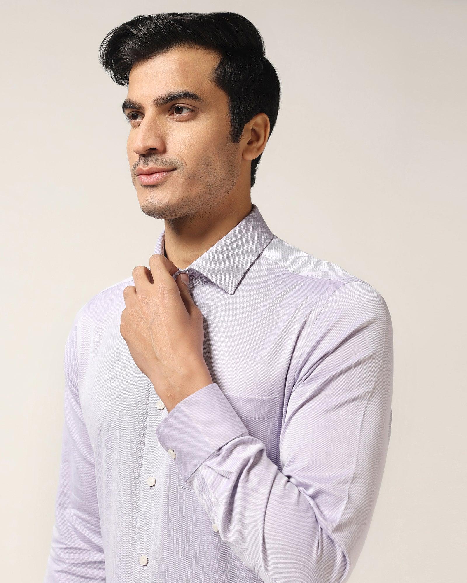 Temp Tech Formal Purple Textured Shirt - Shalom - Image 4