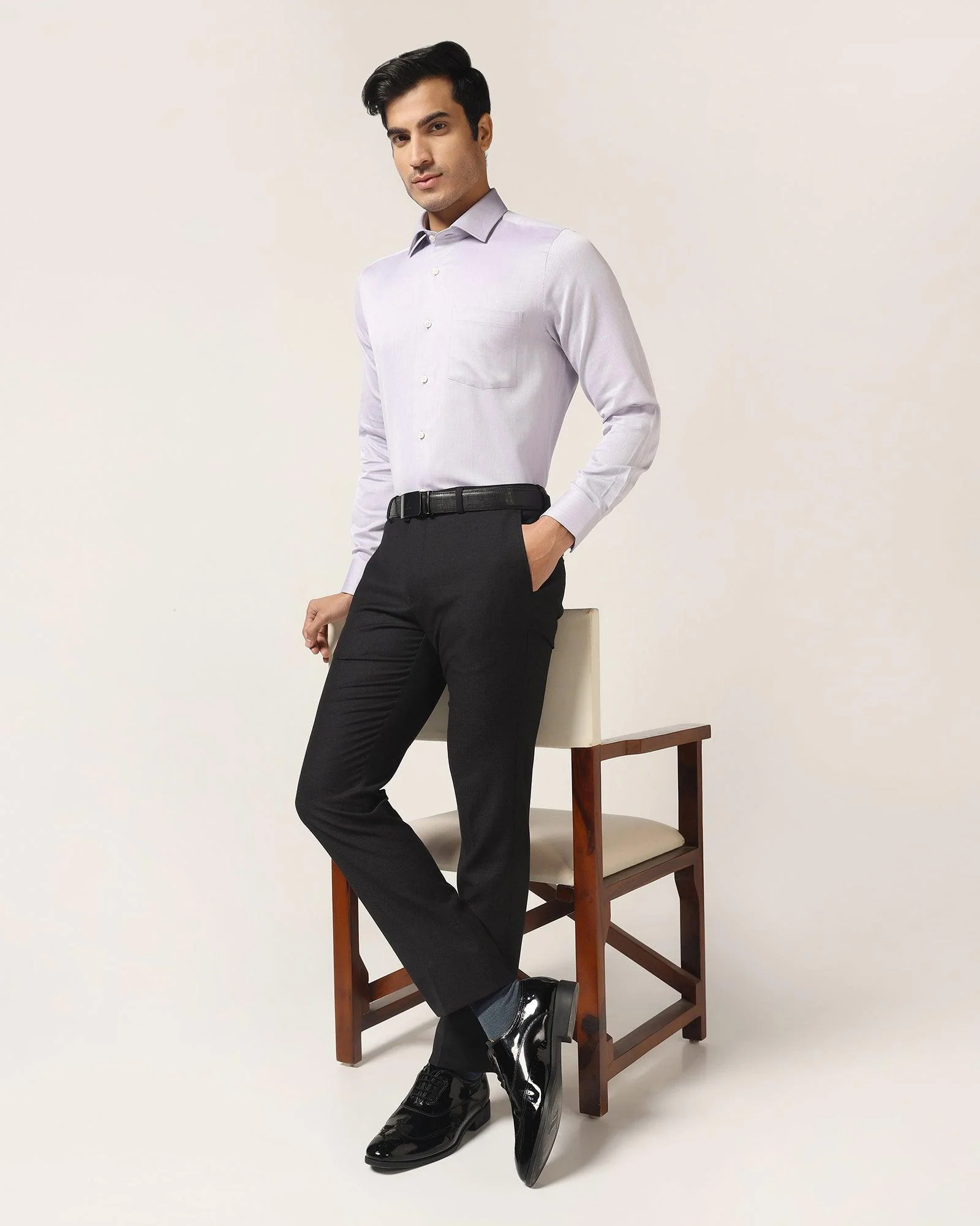 Temp Tech Formal Purple Textured Shirt - Shalom - Image 6