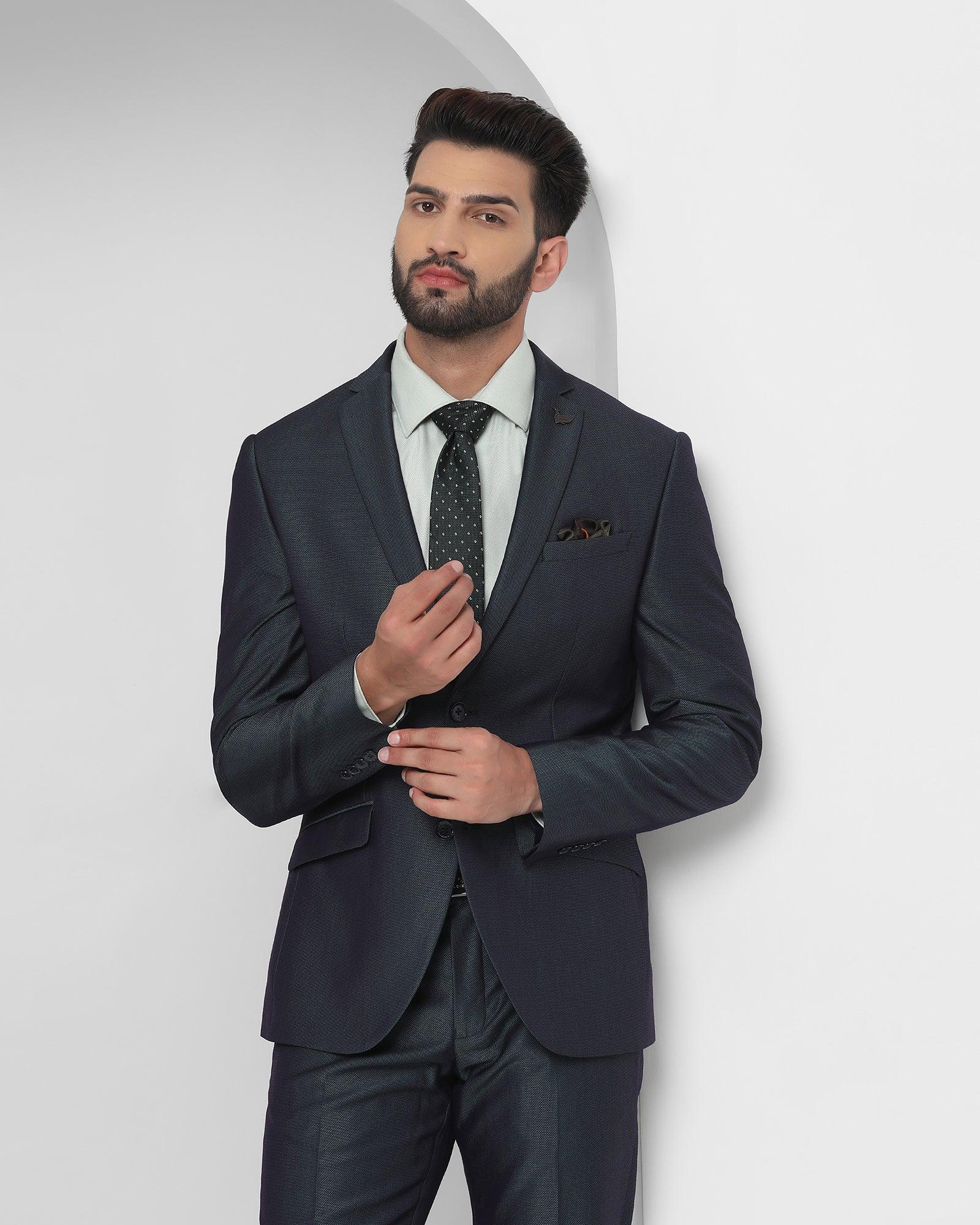 Two Piece Teal Textured Formal Suit - Therin - Image 3