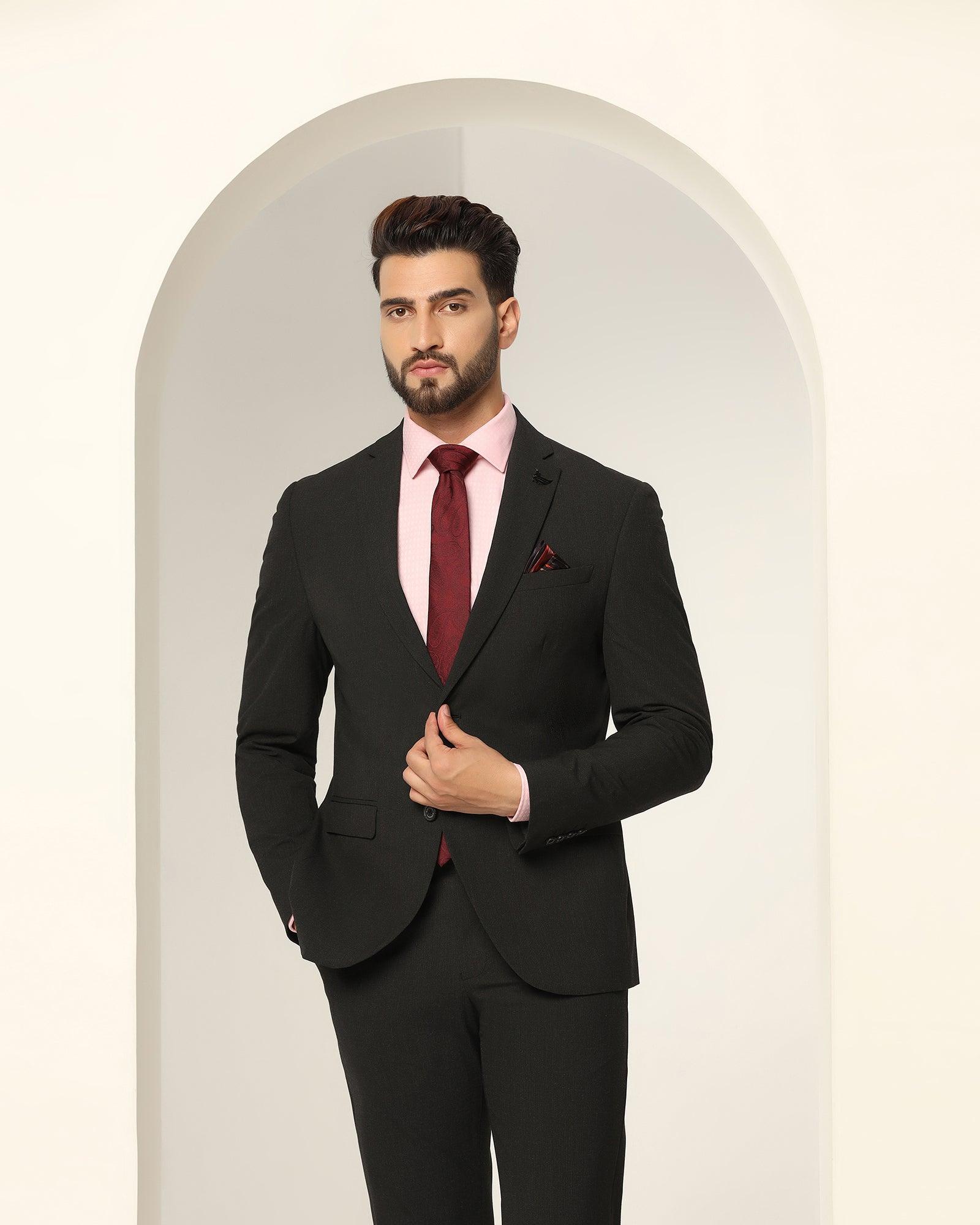 Two Piece Charcoal Textured Formal Suit - Games - Image 9