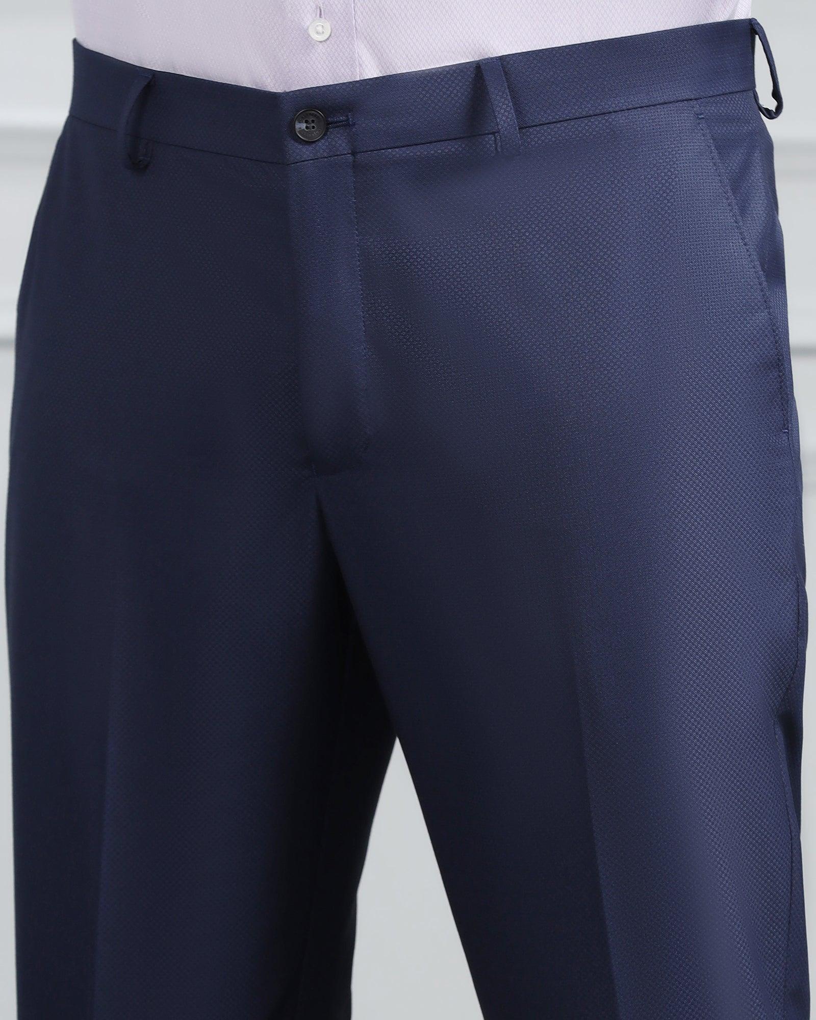 Two Piece Navy Textured Formal Suit - Valcon - Image 6