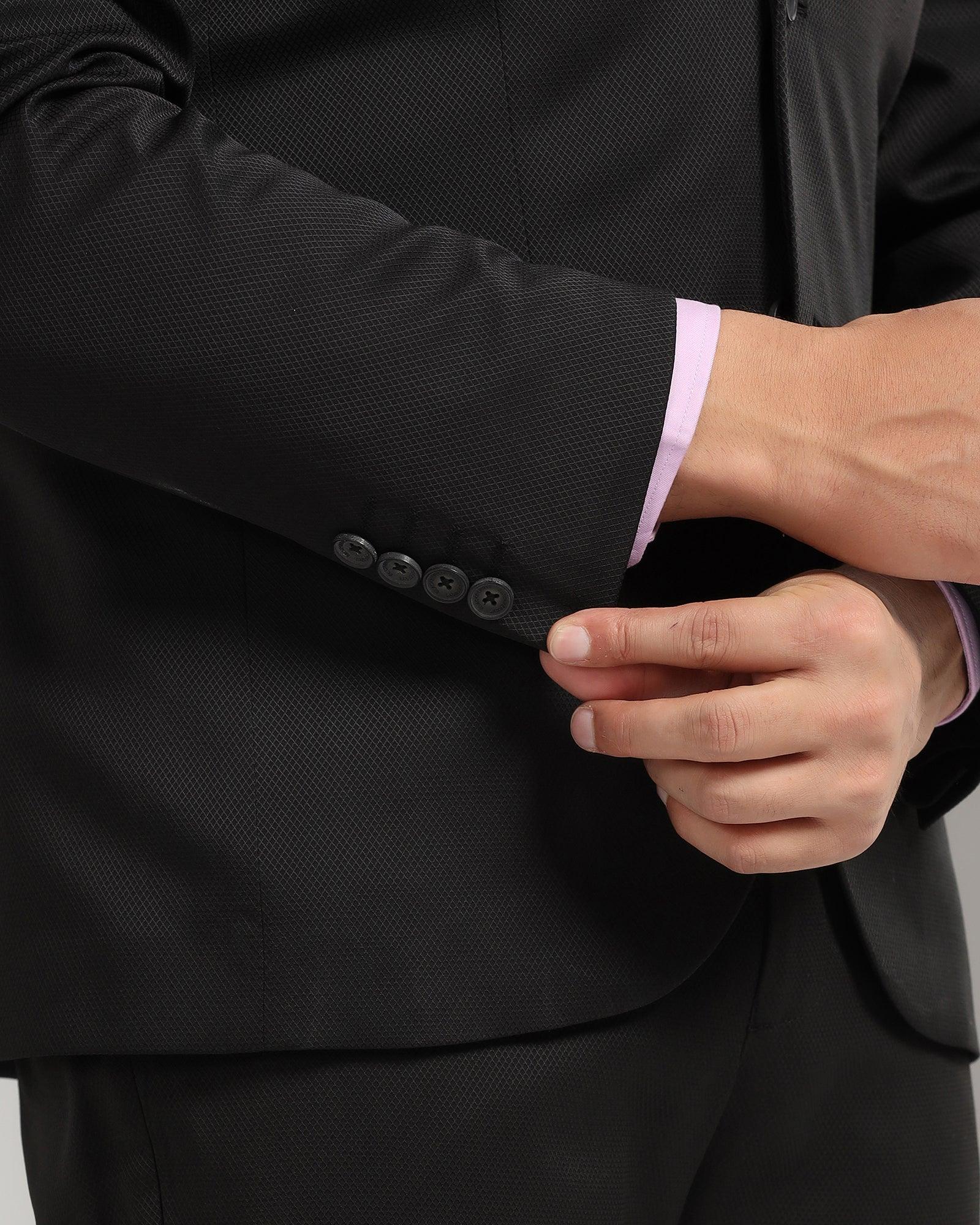 Three Piece Black Textured Formal Suit - Nosfer - Image 8