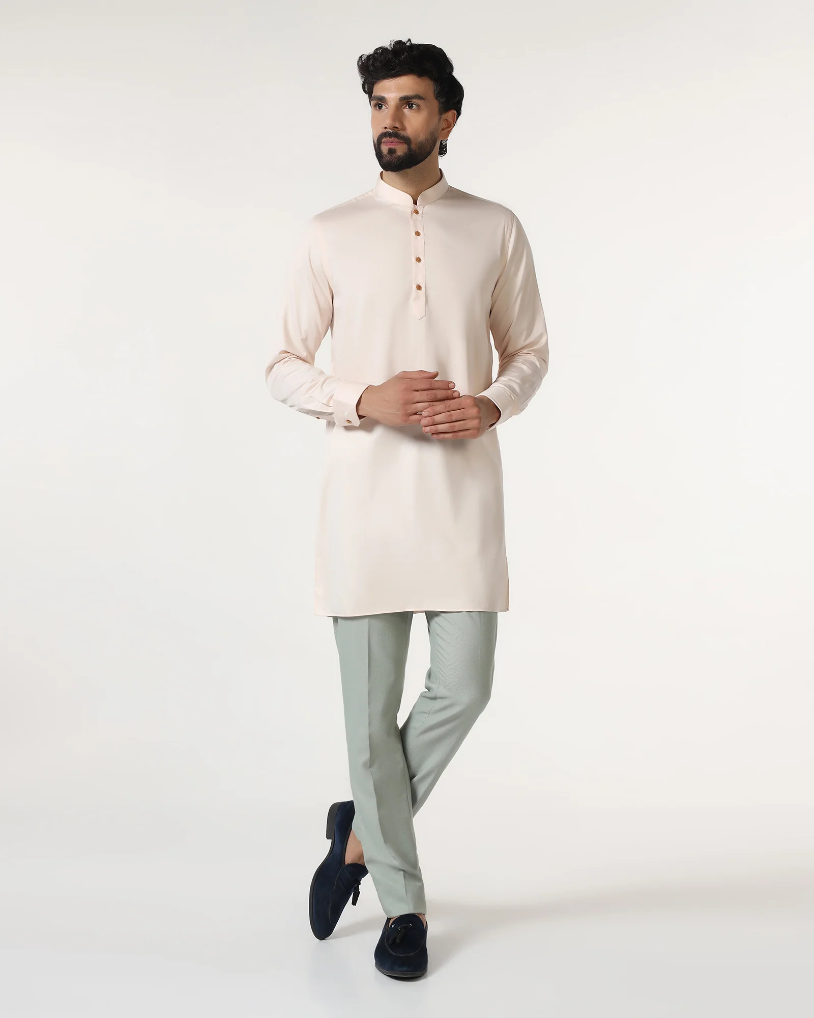 Mint Swarn Textured Achkan Set - Cortez - Image 6
