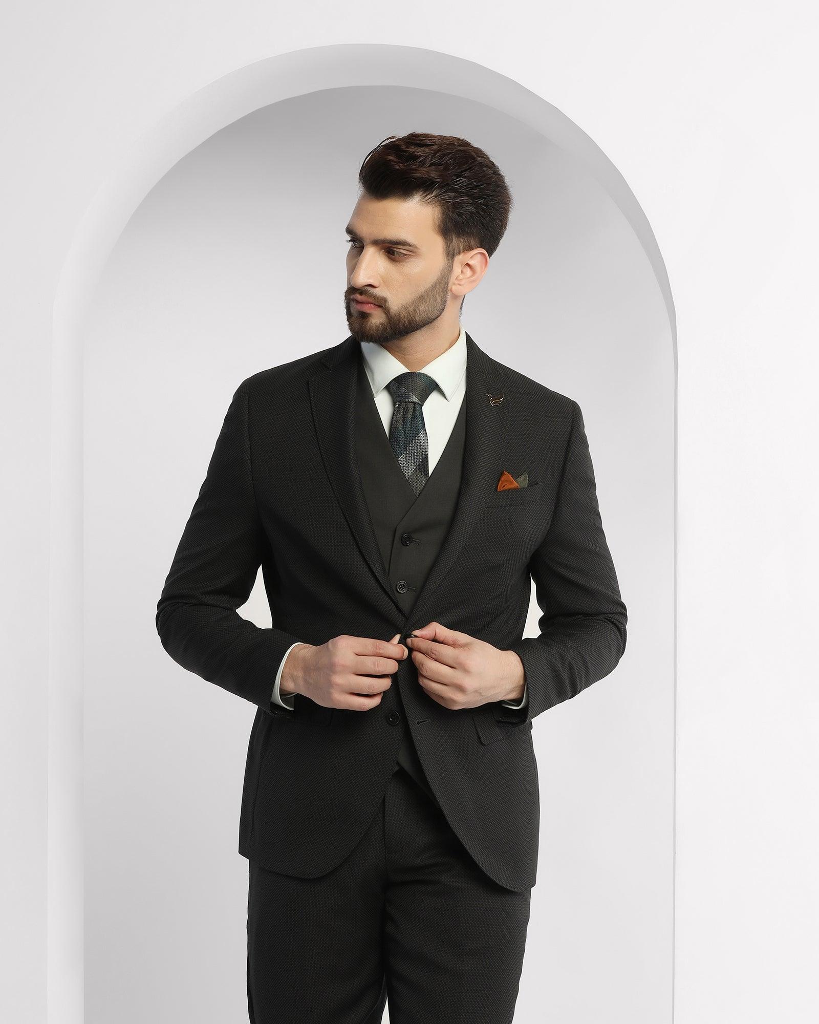 Luxe Three Piece Olive Textured Formal Suit - Rolfe - Image 3