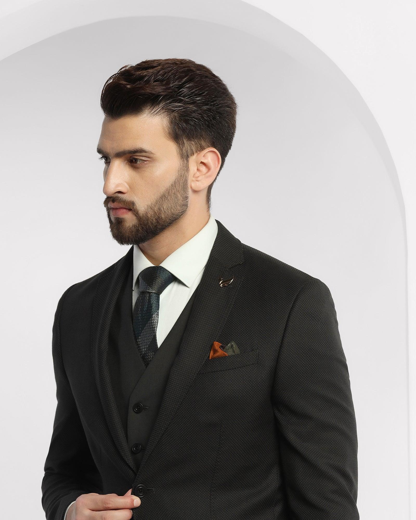 Luxe Three Piece Olive Textured Formal Suit - Rolfe - Image 6