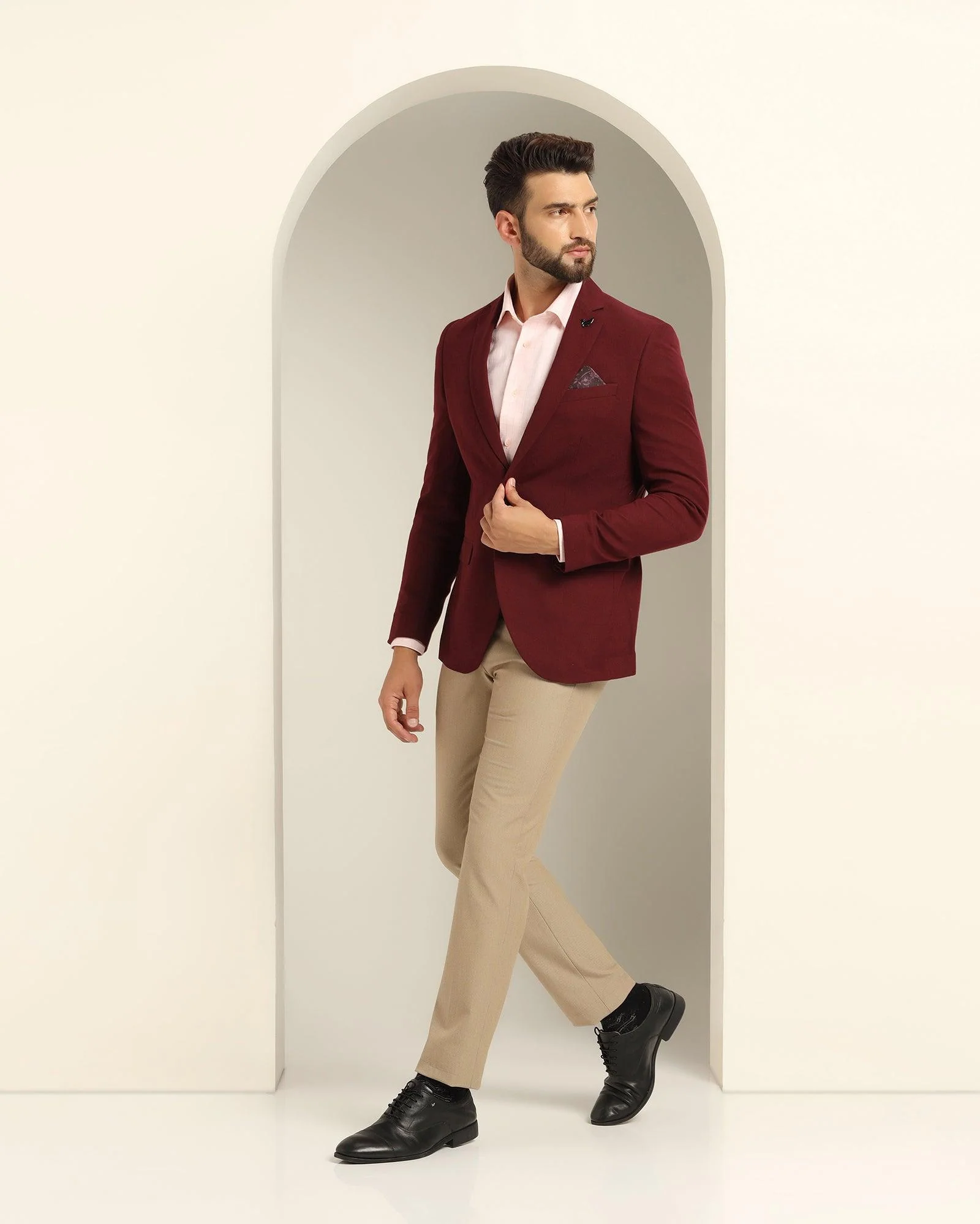 Formal Wine Textured Blazer - Sarwin - Image 7