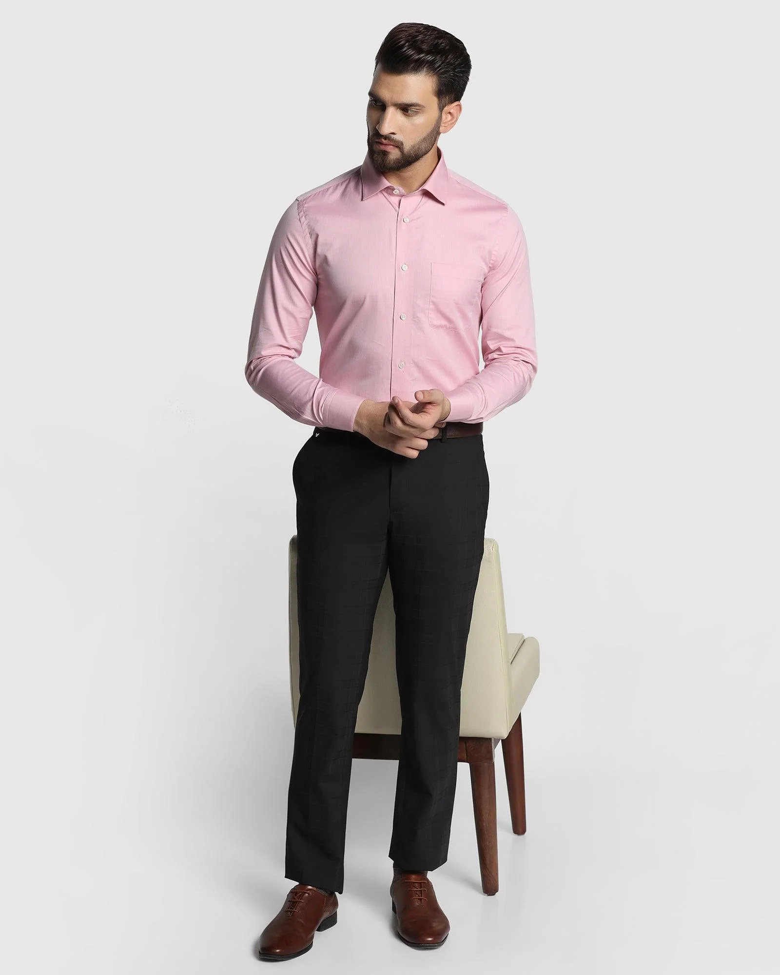 Luxe Formal Pink Textured Shirt - Bolten - Image 7