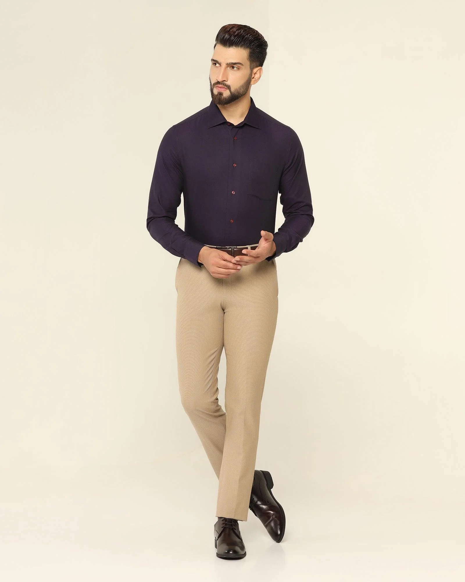 Formal Purple Textured Shirt - Setal - Image 3
