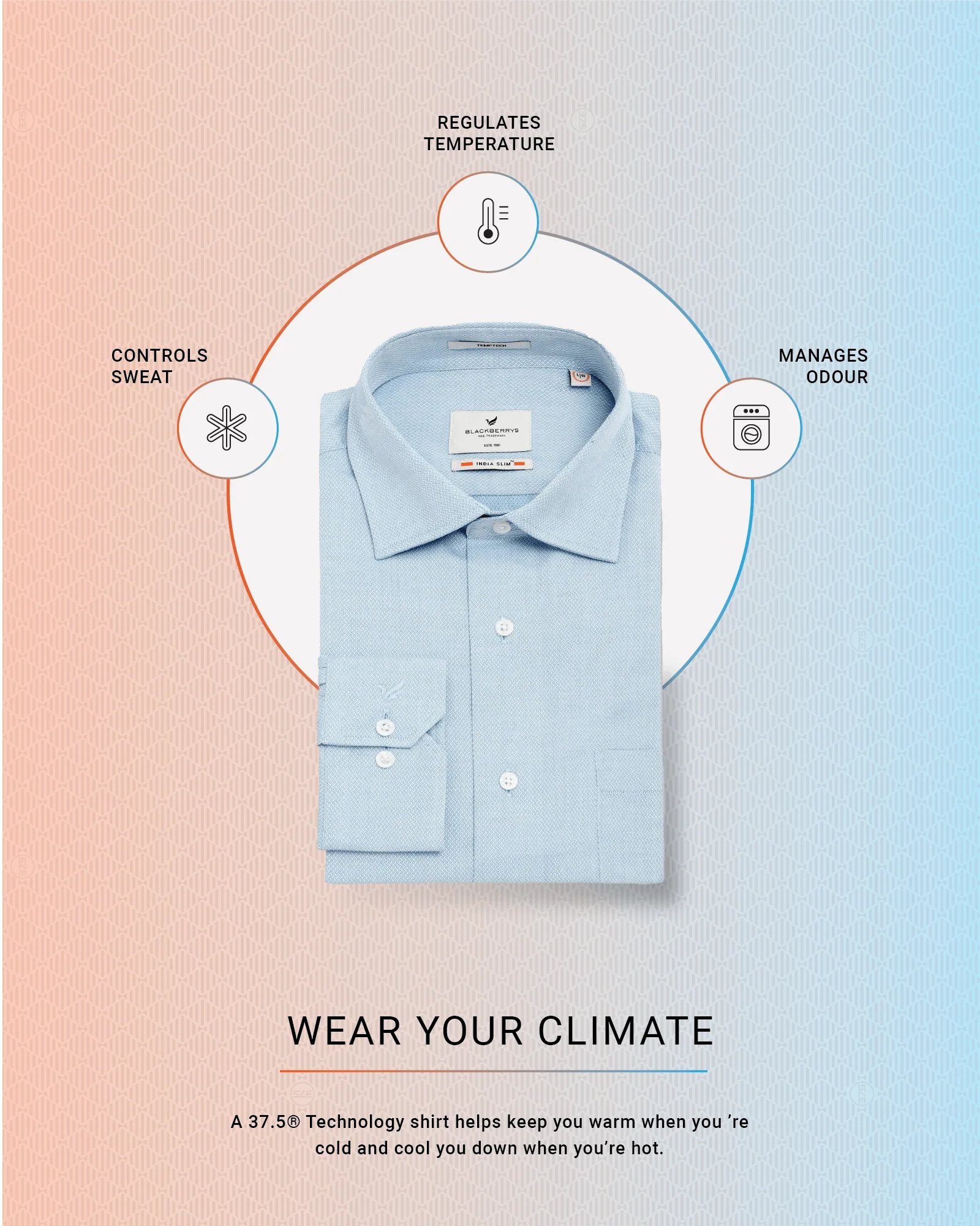 Temp Tech Formal Sky Blue Textured Shirt - Pound - Image 5