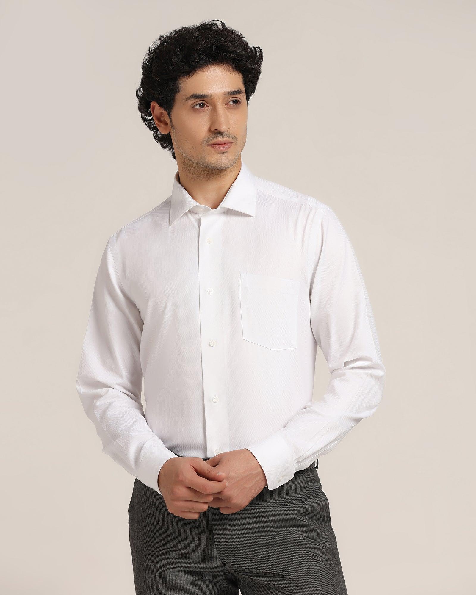Non Iron Formal White Textured Shirt - Dofon - Image 7