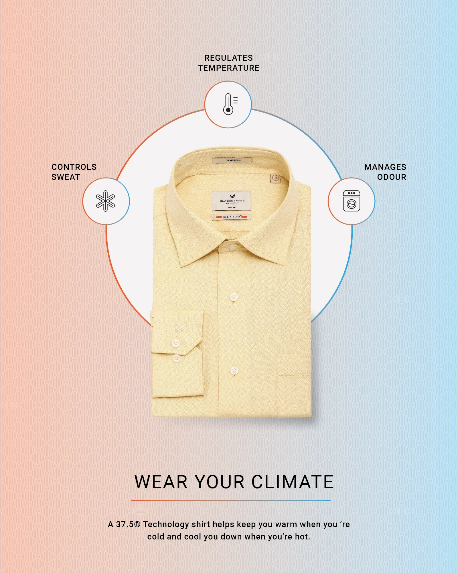 Temp Tech Formal Yellow Textured Shirt - Pound - Image 5