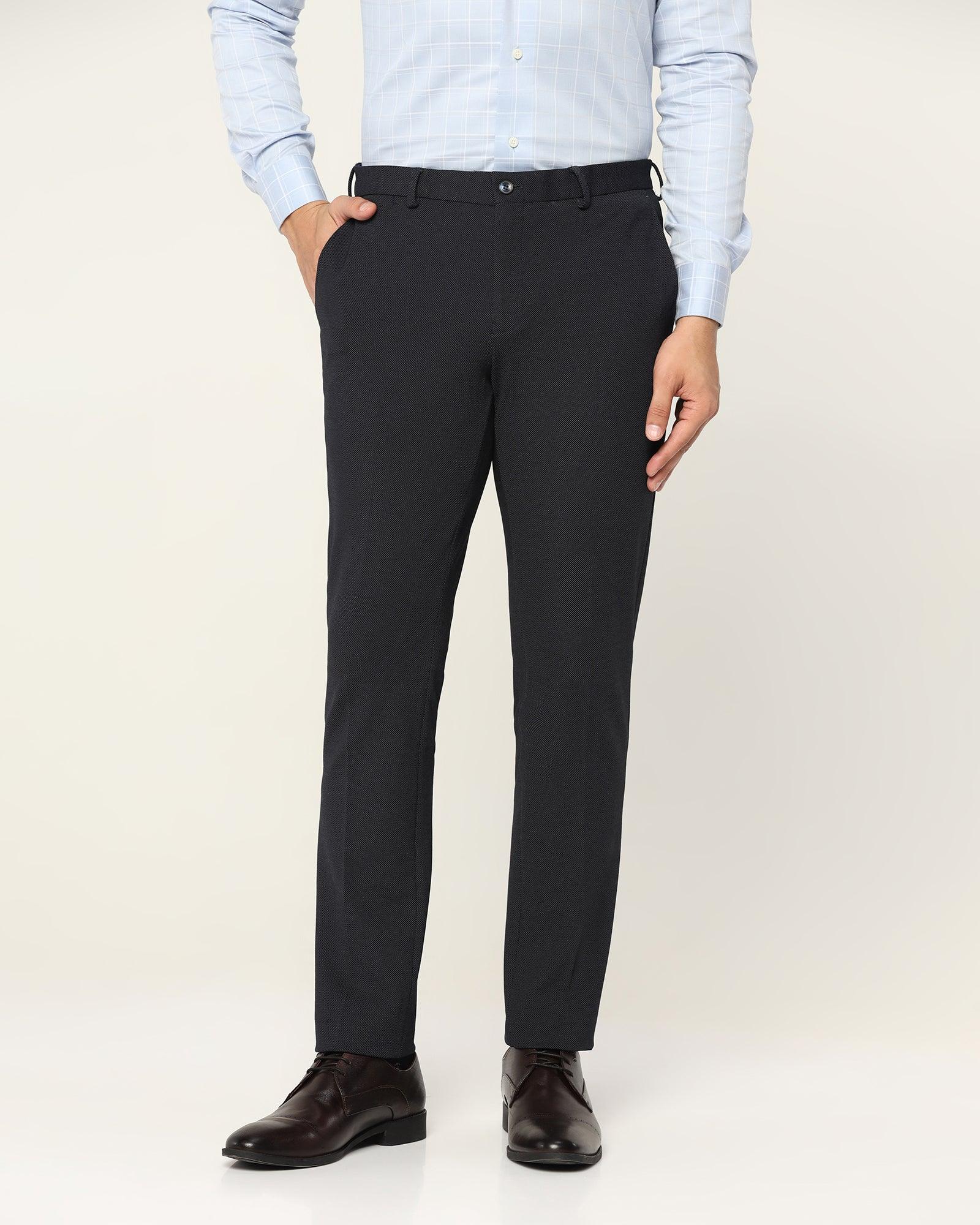 Slim Fit B-91 Formal Navy Textured Trouser - Reader - Image 3