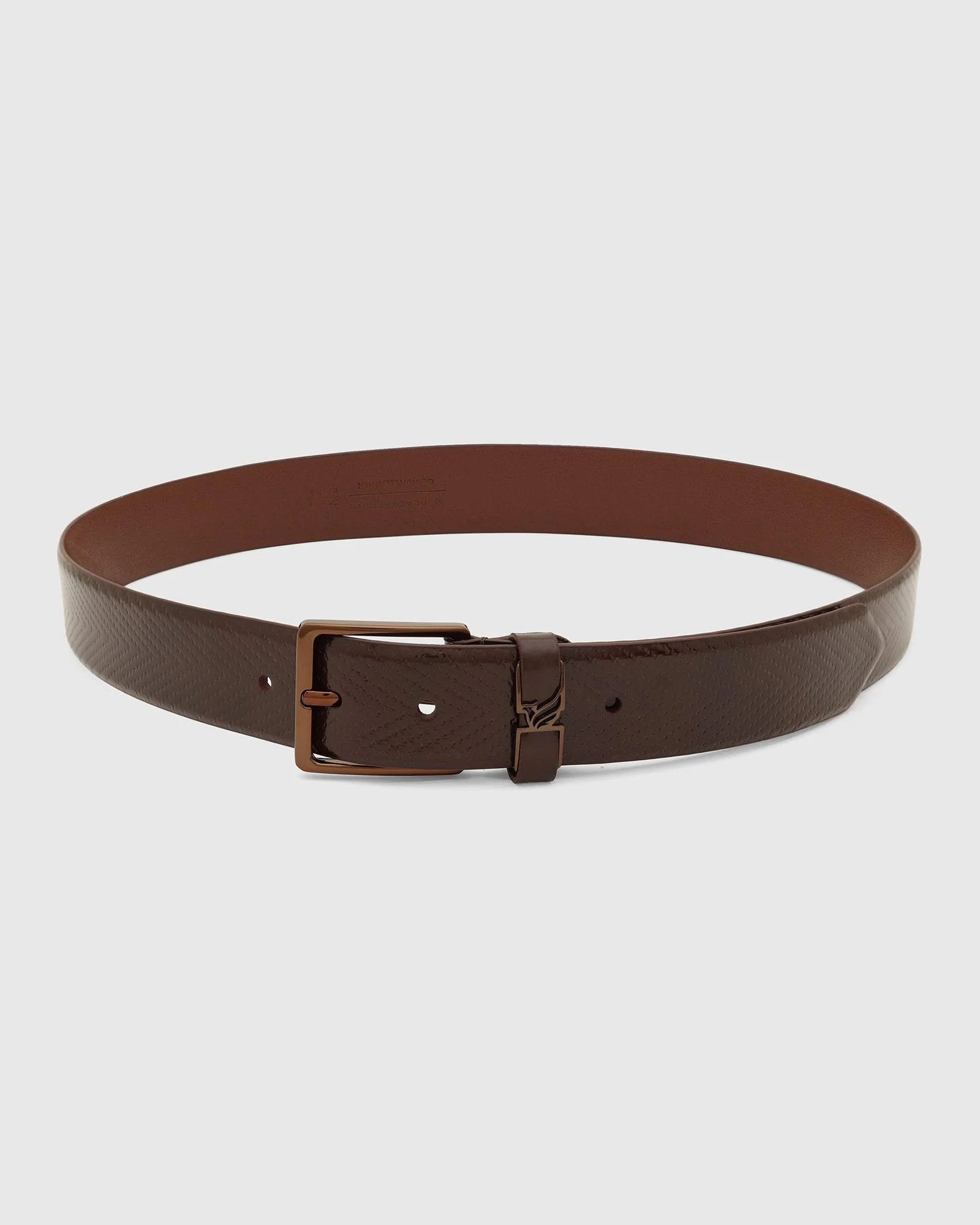 Leather Brown Textured Belt - Tallian - Image 5