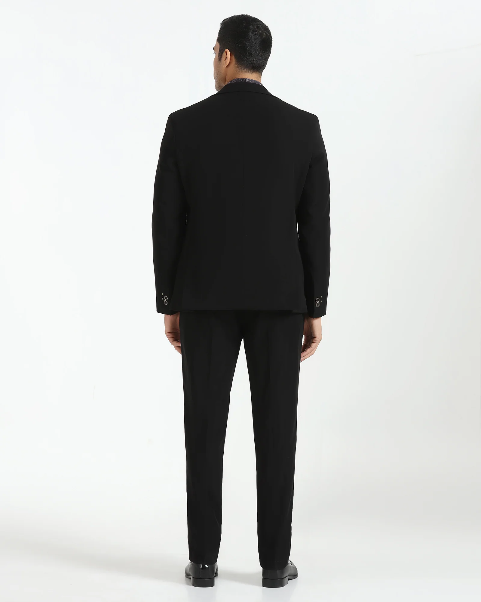 Three Piece Black Solid Formal Suit - Rostov - Image 2