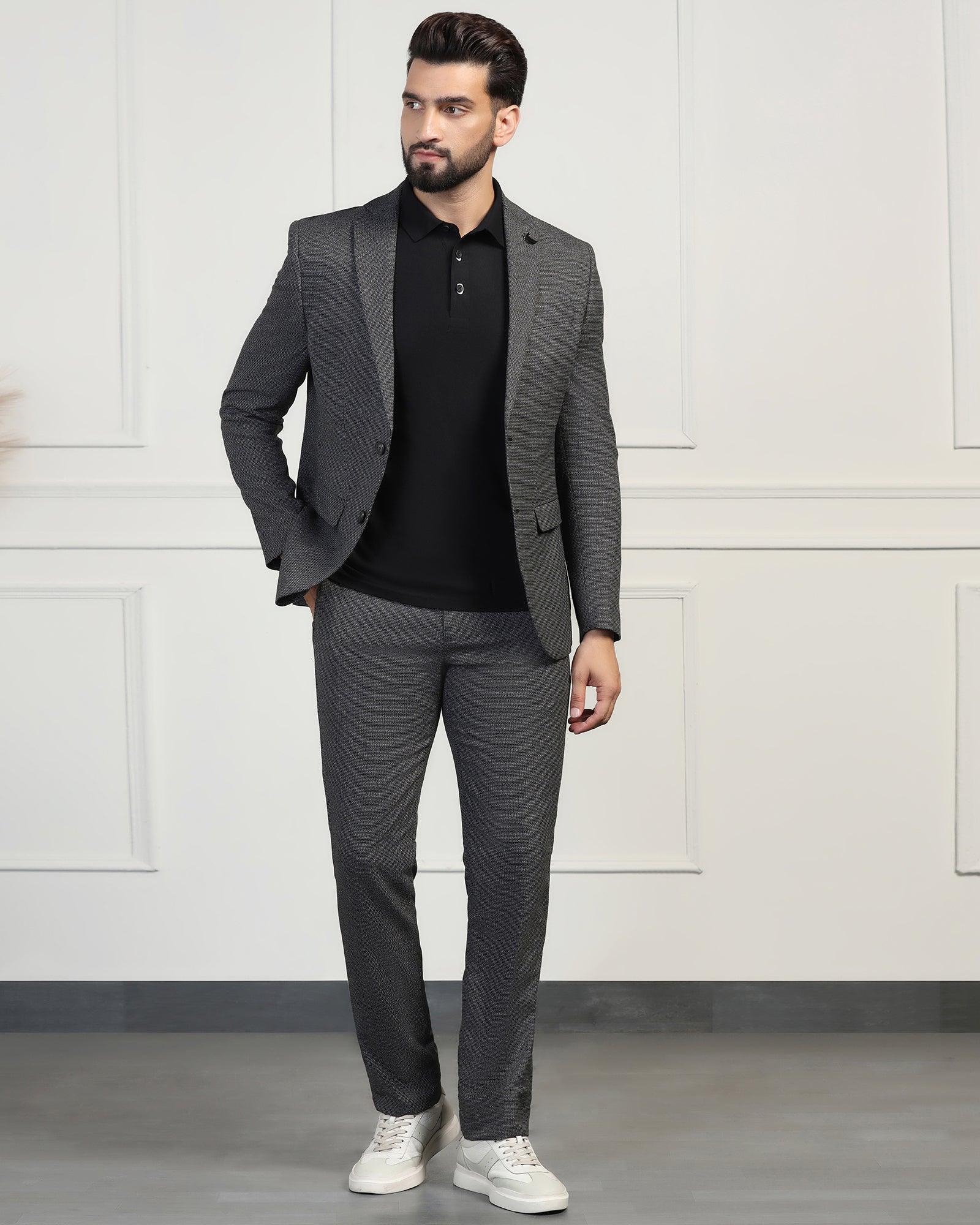 Three Piece Black Textured Formal Suit - Helm - Image 10
