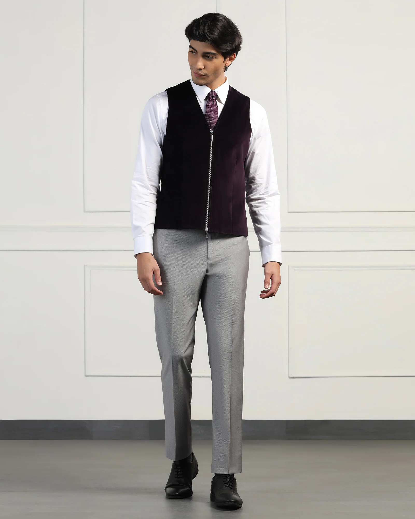 Three Piece Grey Textured Formal Suit - Inigo - Image 7