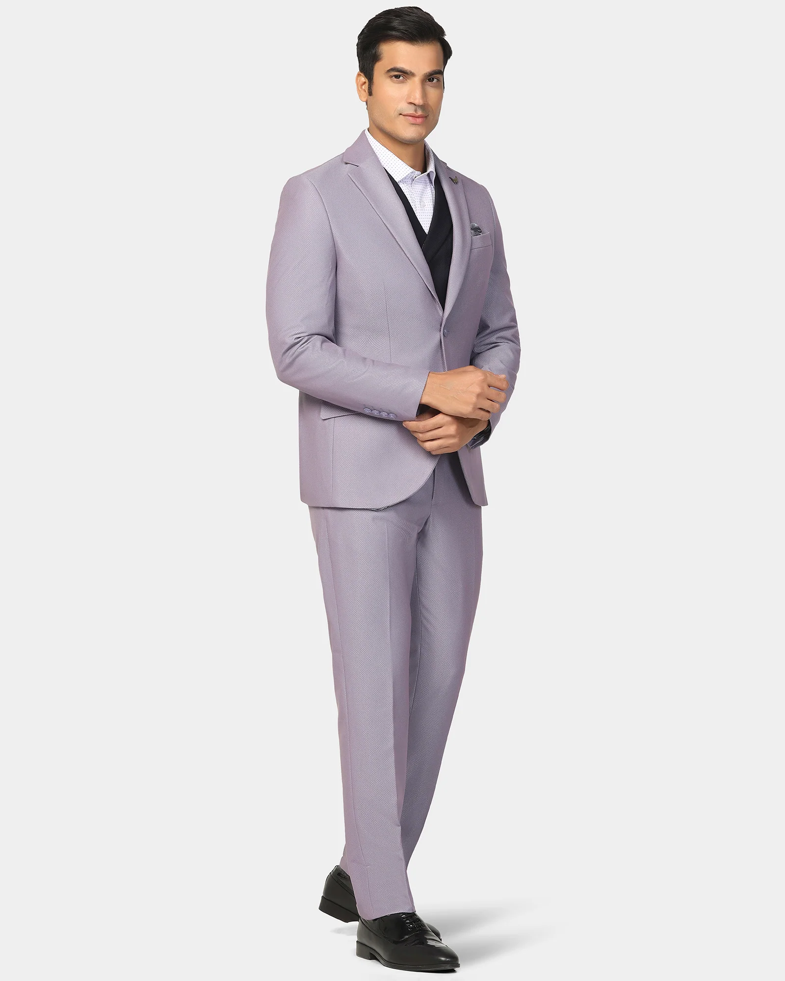 Three Piece Lavender Textured Formal Suit - Ronnie - Image 3